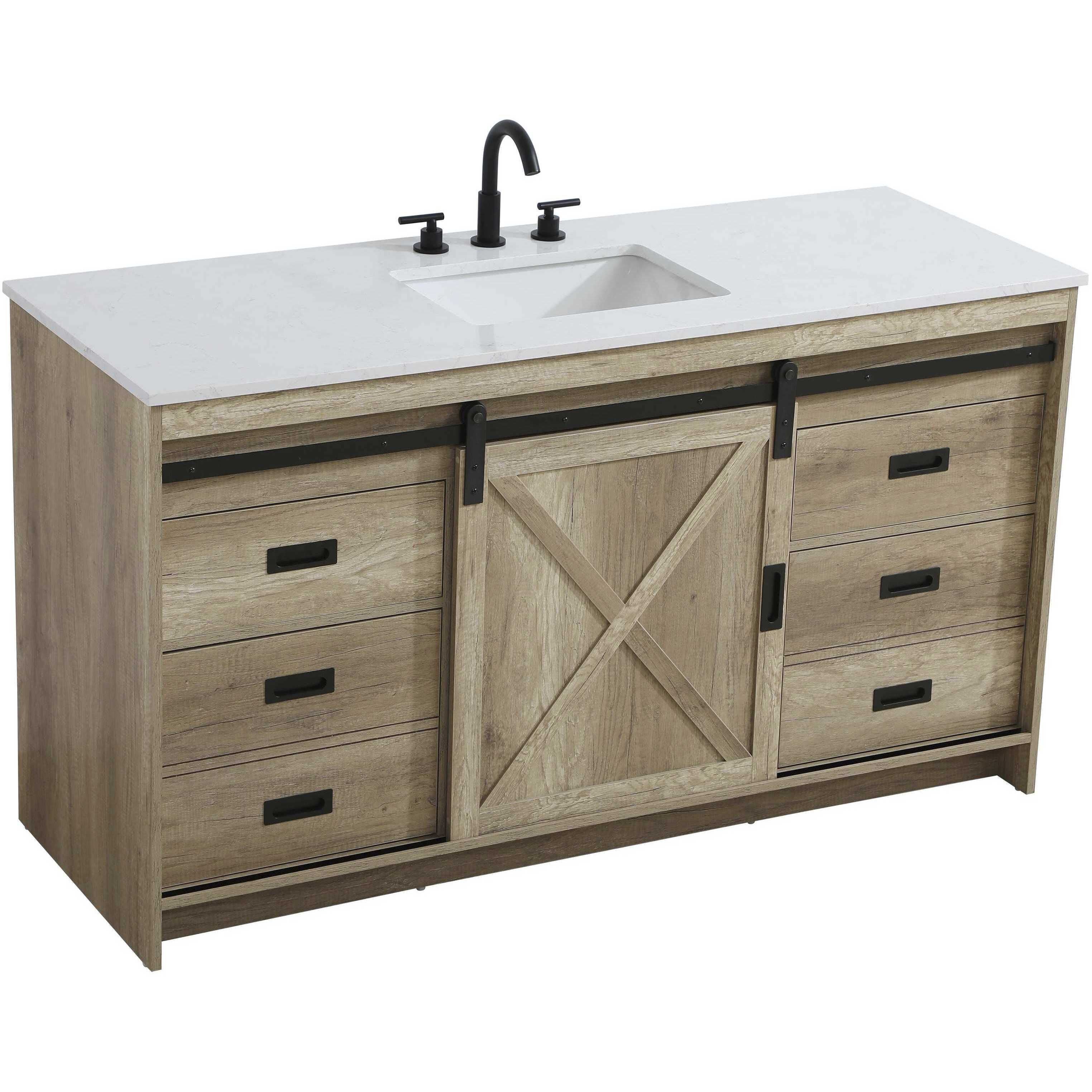 Austin 60 X 34 inch Natural Oak Bathroom Vanity Cabinet