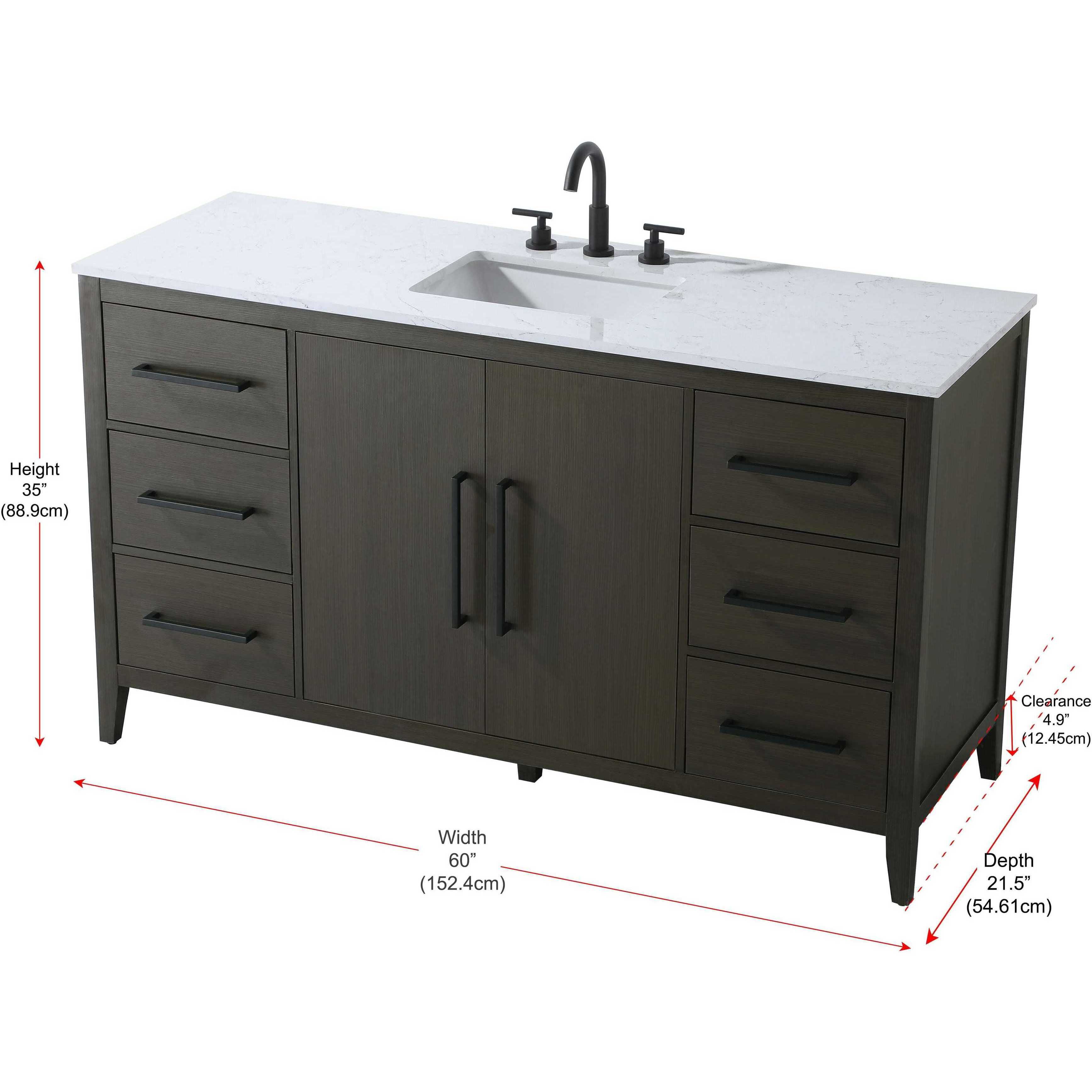 Millie 60 X 35 inch Mocha Brown Bathroom Vanity Cabinet