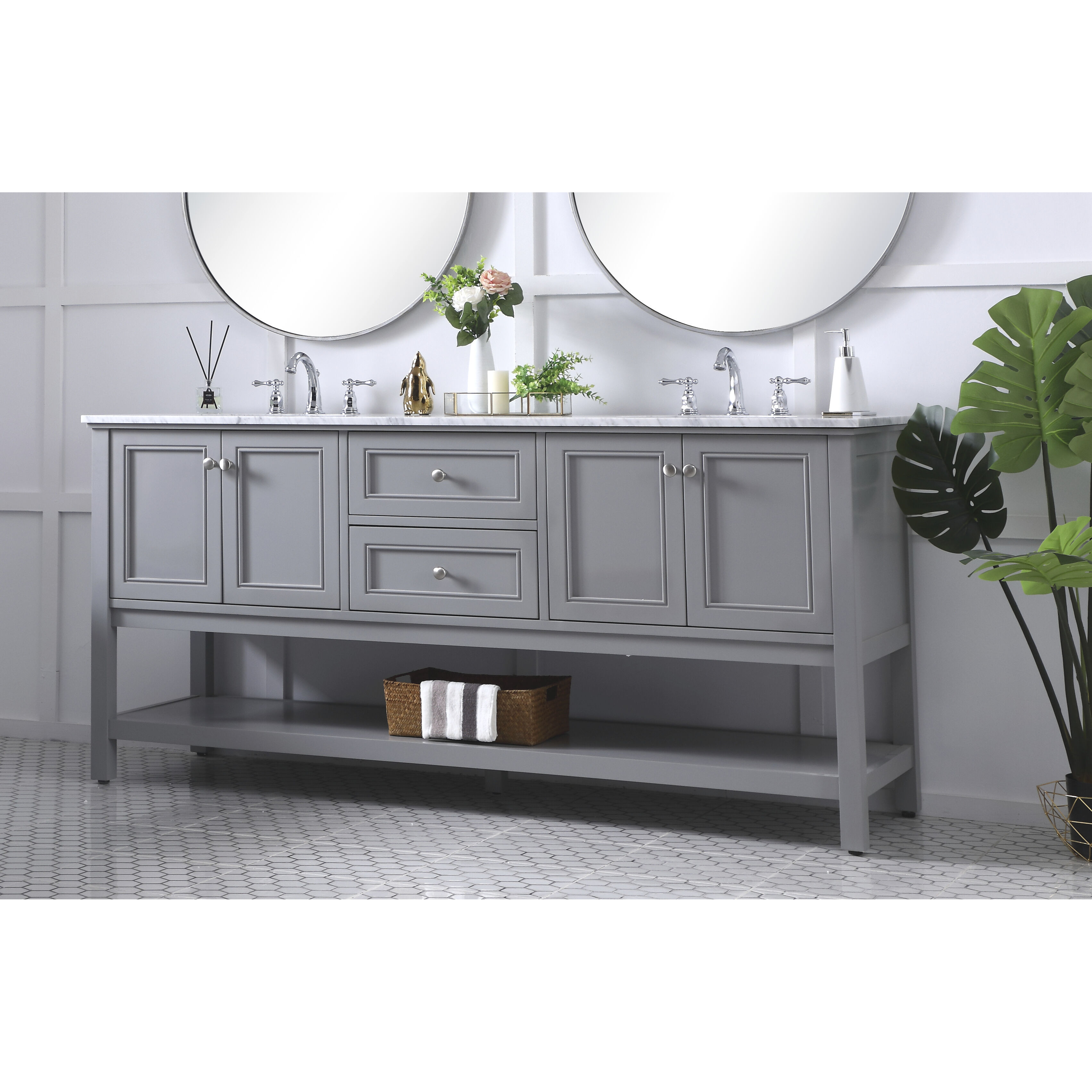 Metropolis 72 X 22 X 34 inch Grey Vanity Sink Set