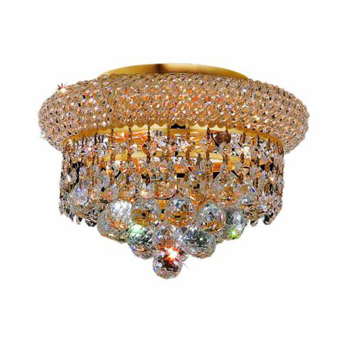 Primo 3 Light 10 inch Gold Flush Mount Ceiling Light in Royal Cut