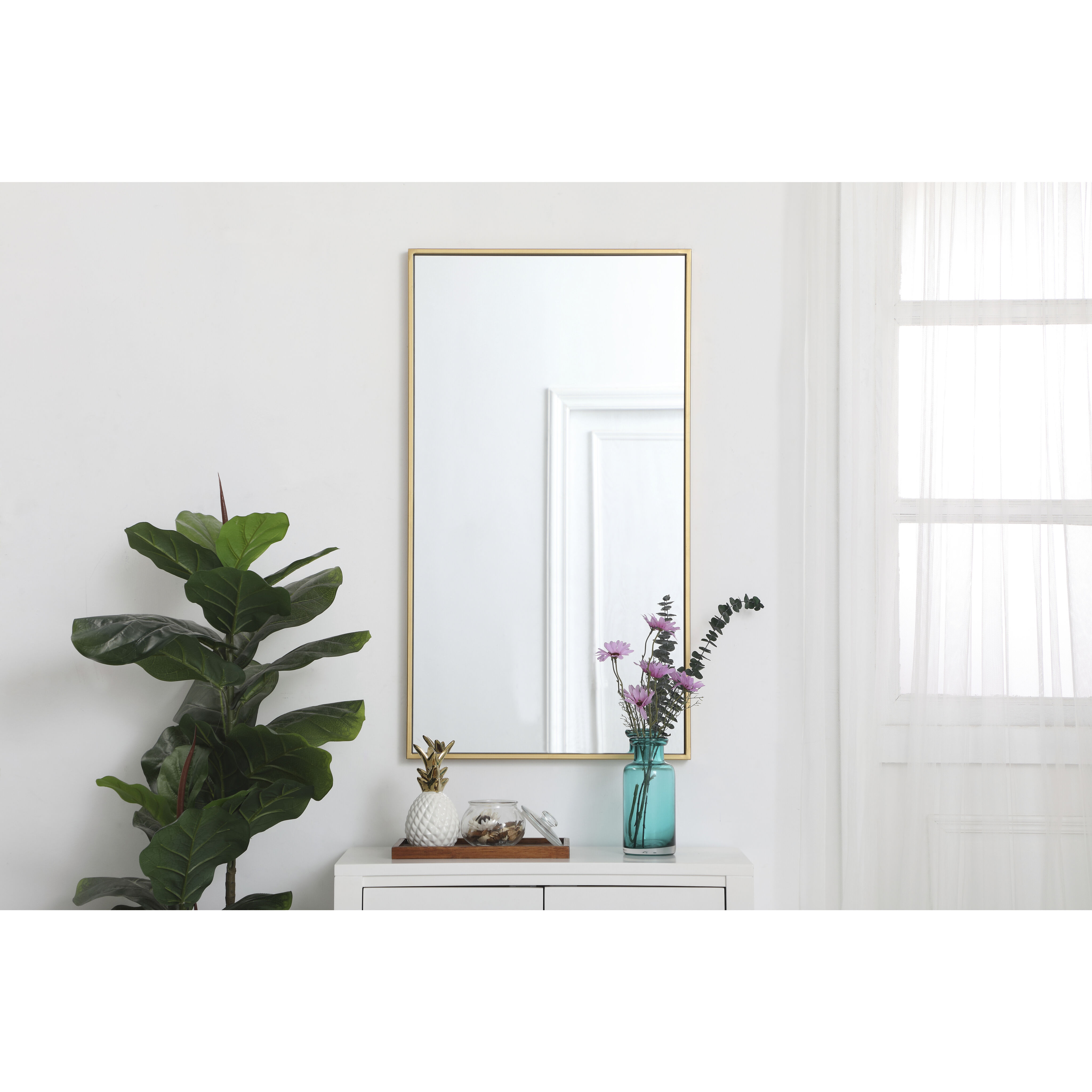 Elegant Lighting MR42036BR Monet 36 X 20 inch Brass Wall Mirror