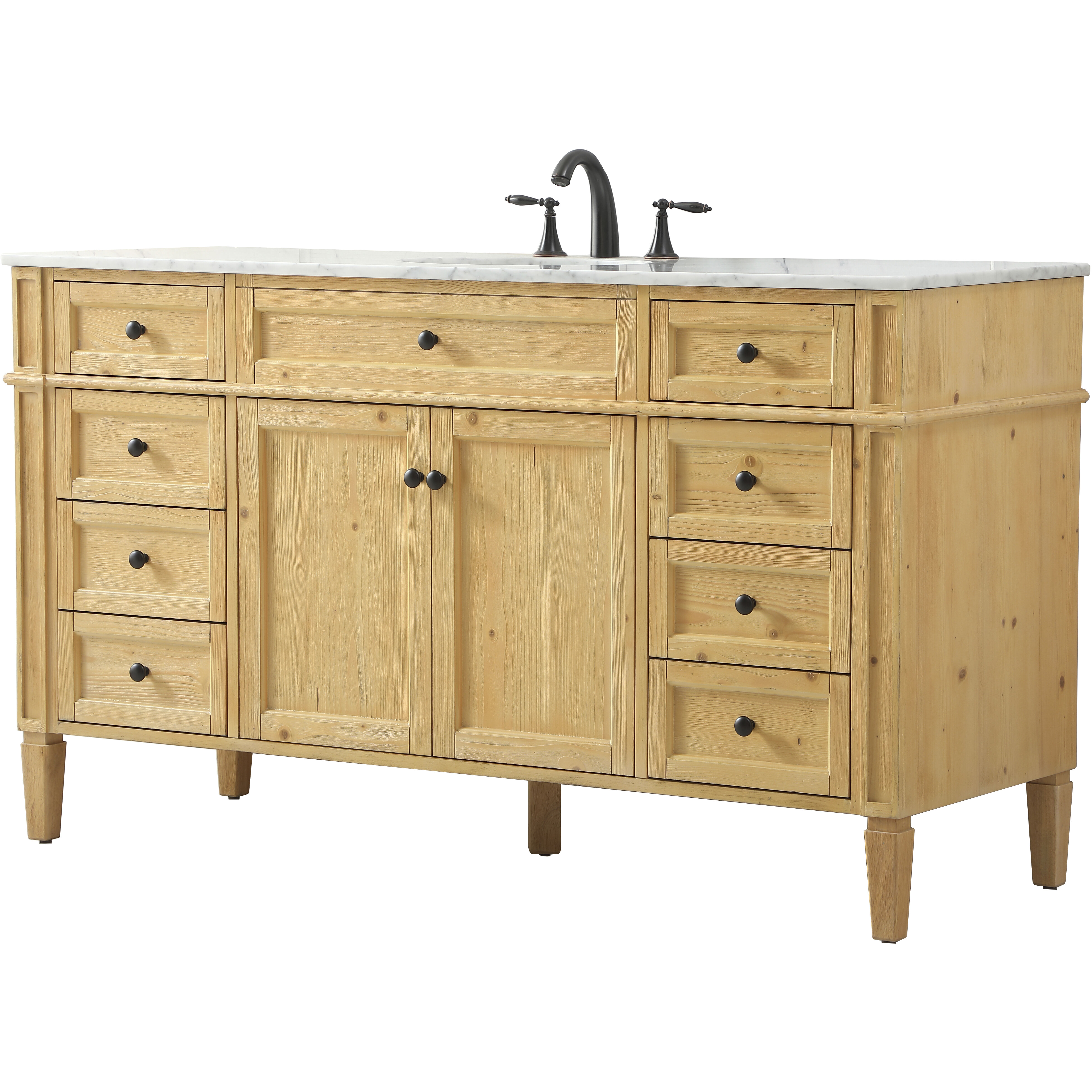 Park Avenue 60 X 21.5 X 35 inch Natural Wood Vanity Sink Set
