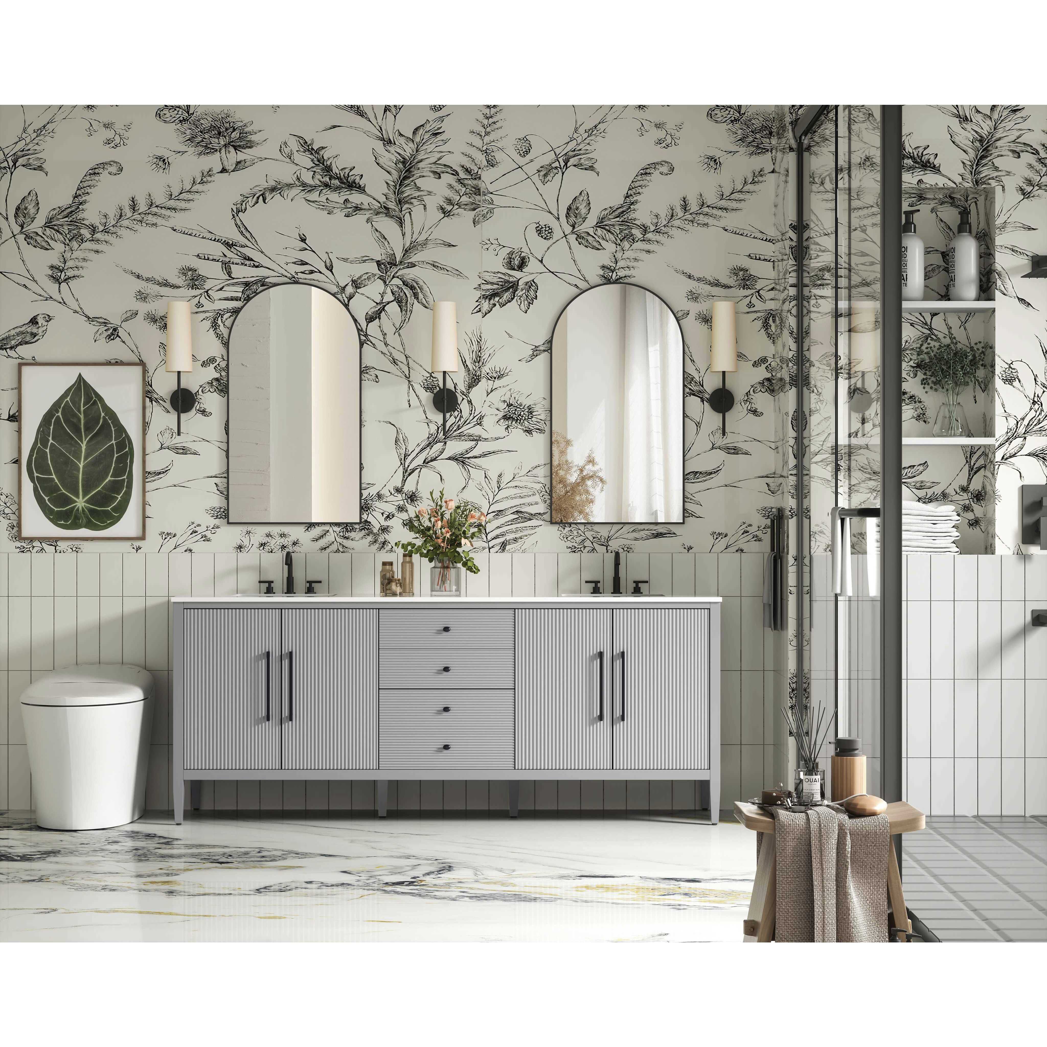 Blakely 84 X 34 inch Grey Bathroom Vanity Cabinet