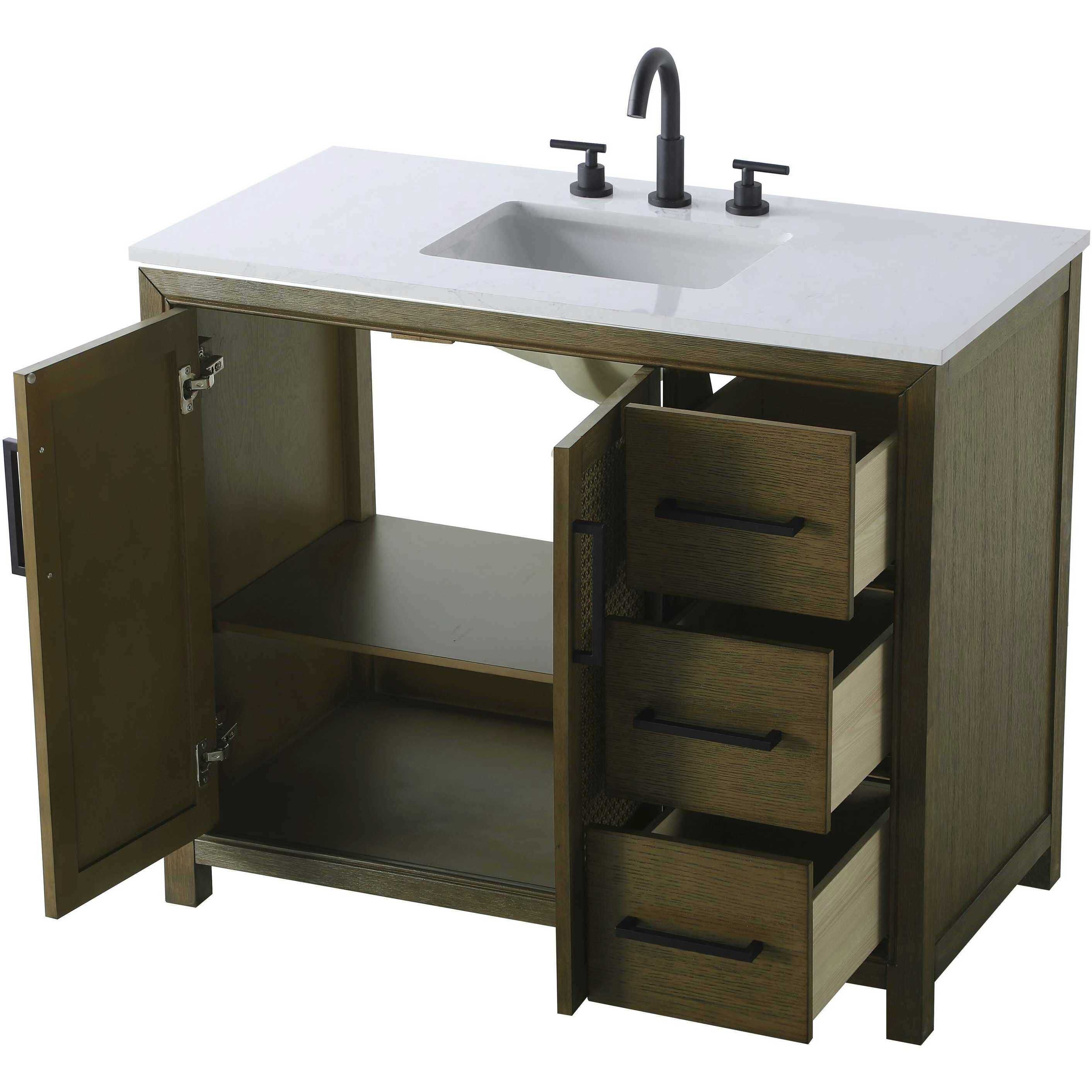 Alina 42 X 34 inch Hazel Oak Bathroom Vanity Cabinet
