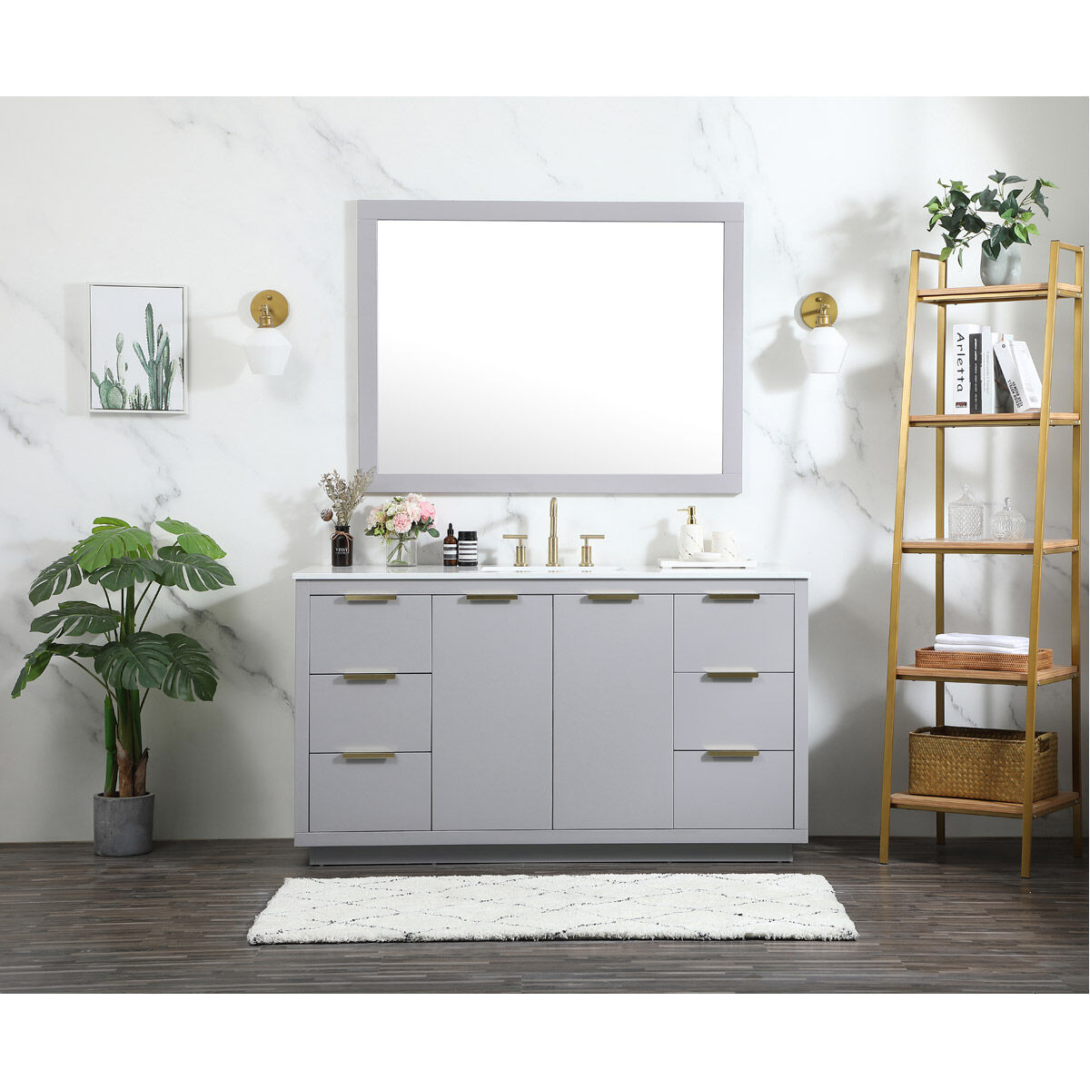 Blake 60 X 22 X 34 inch Grey Vanity Sink Set