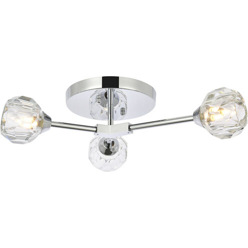 Zayne 3 Light 15 inch Chrome Flush Mount Ceiling Light