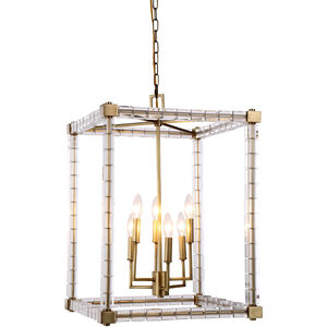 Cristal 6 Light 18 inch Burnished Brass Foyer Lantern Ceiling Light, Urban Classic