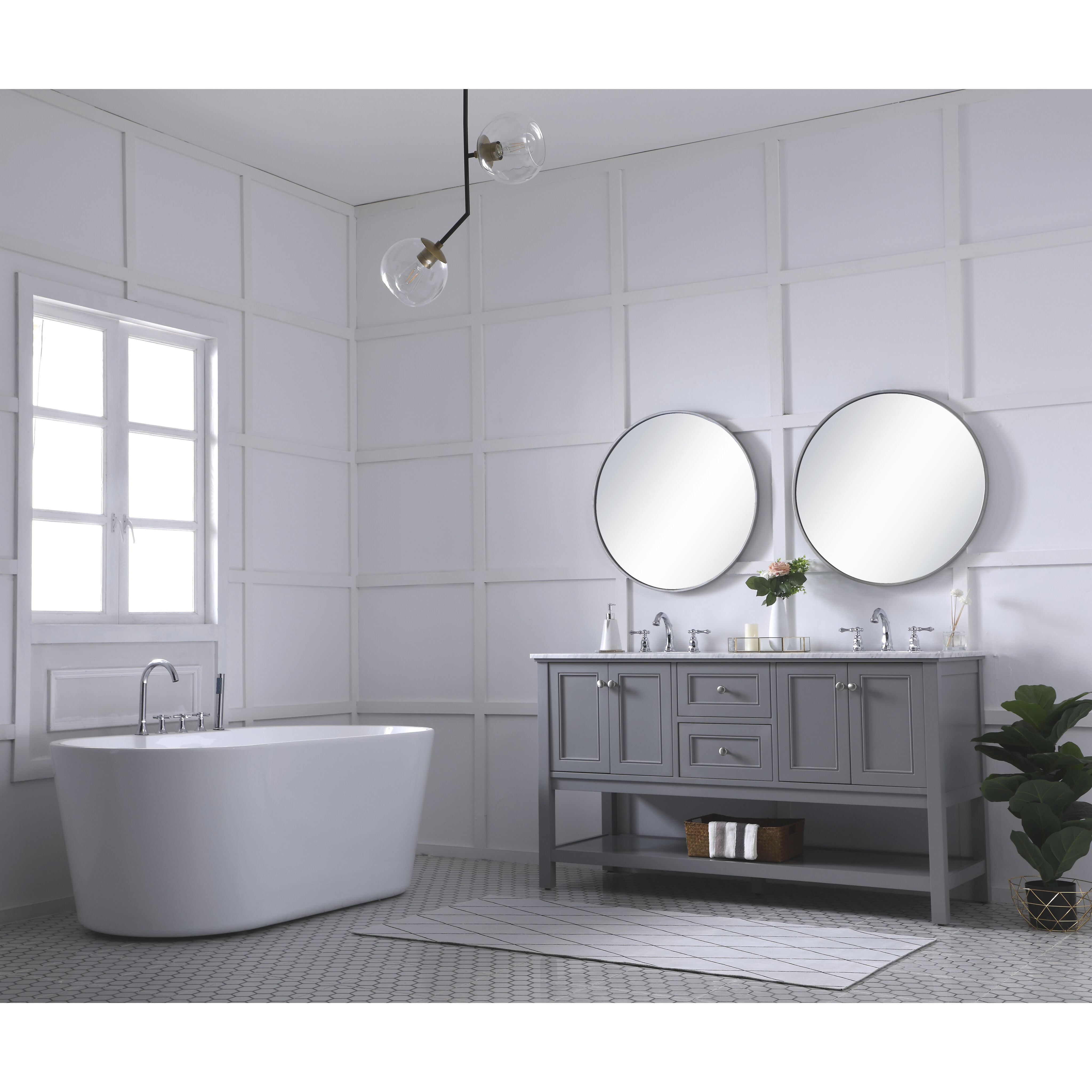 Metropolis 60 X 22 X 34 inch Grey Vanity Sink Set