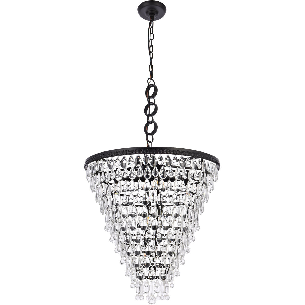 Nordic 7 Light 24 inch Black Chandelier Ceiling Light