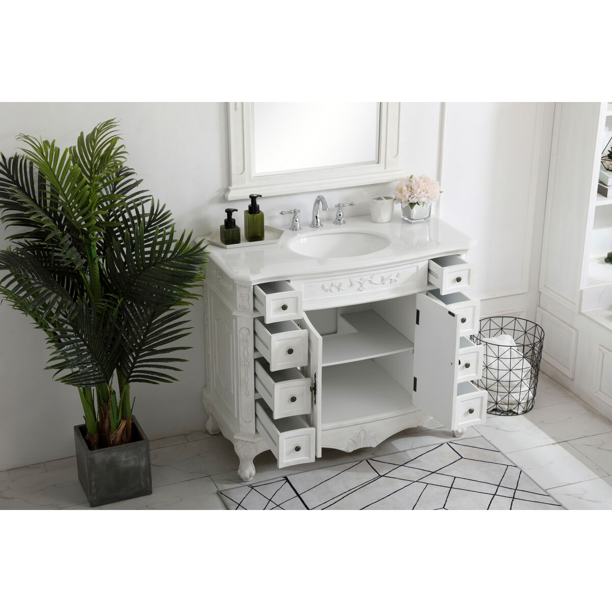 Danville 42 X 21 X 36 inch Antique White Vanity Sink Set