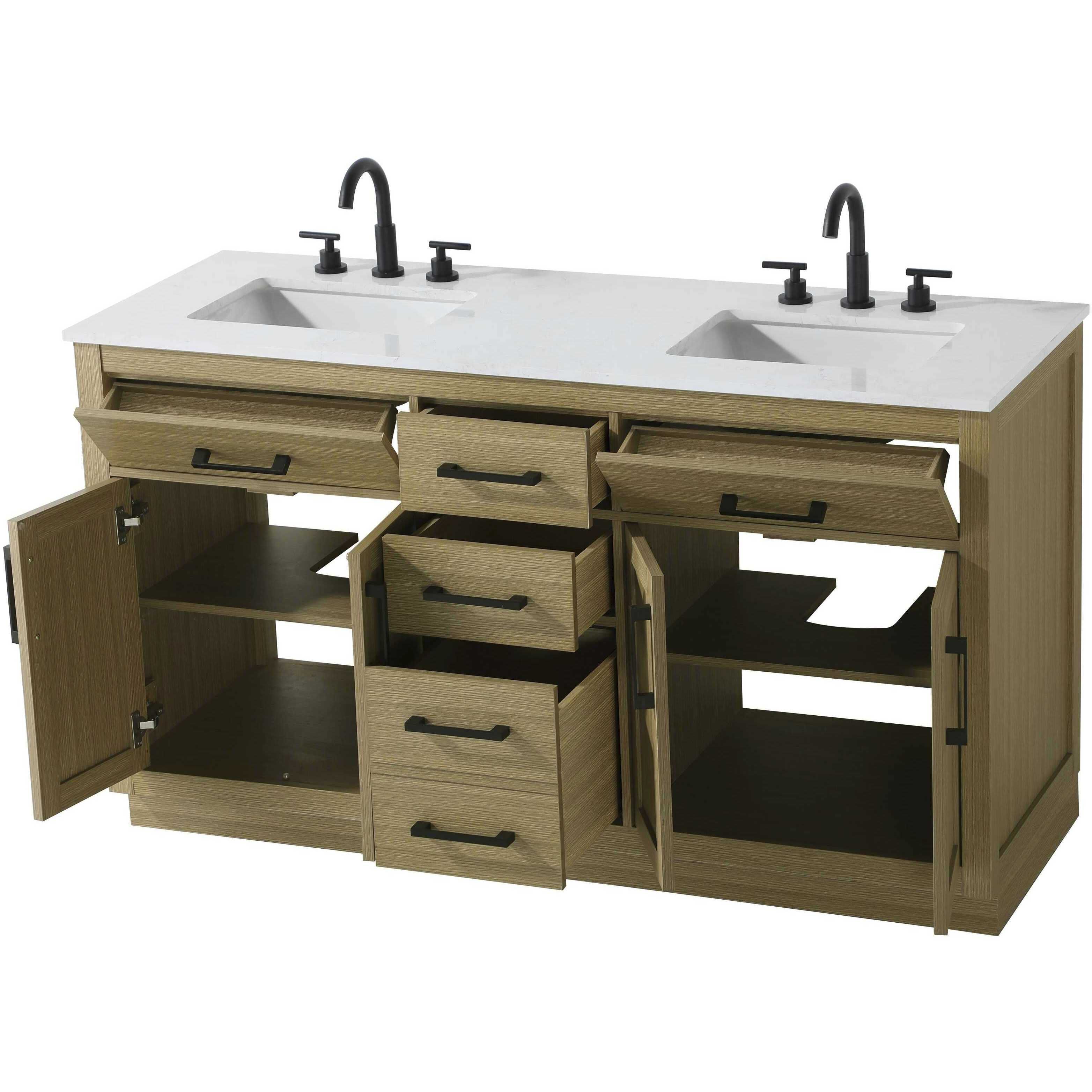 Alden 60 X 35 inch Honey Brown Bathroom Vanity Cabinet