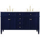 Williams 60 X 35 inch Blue and Brush Gold Vanity Sink Set