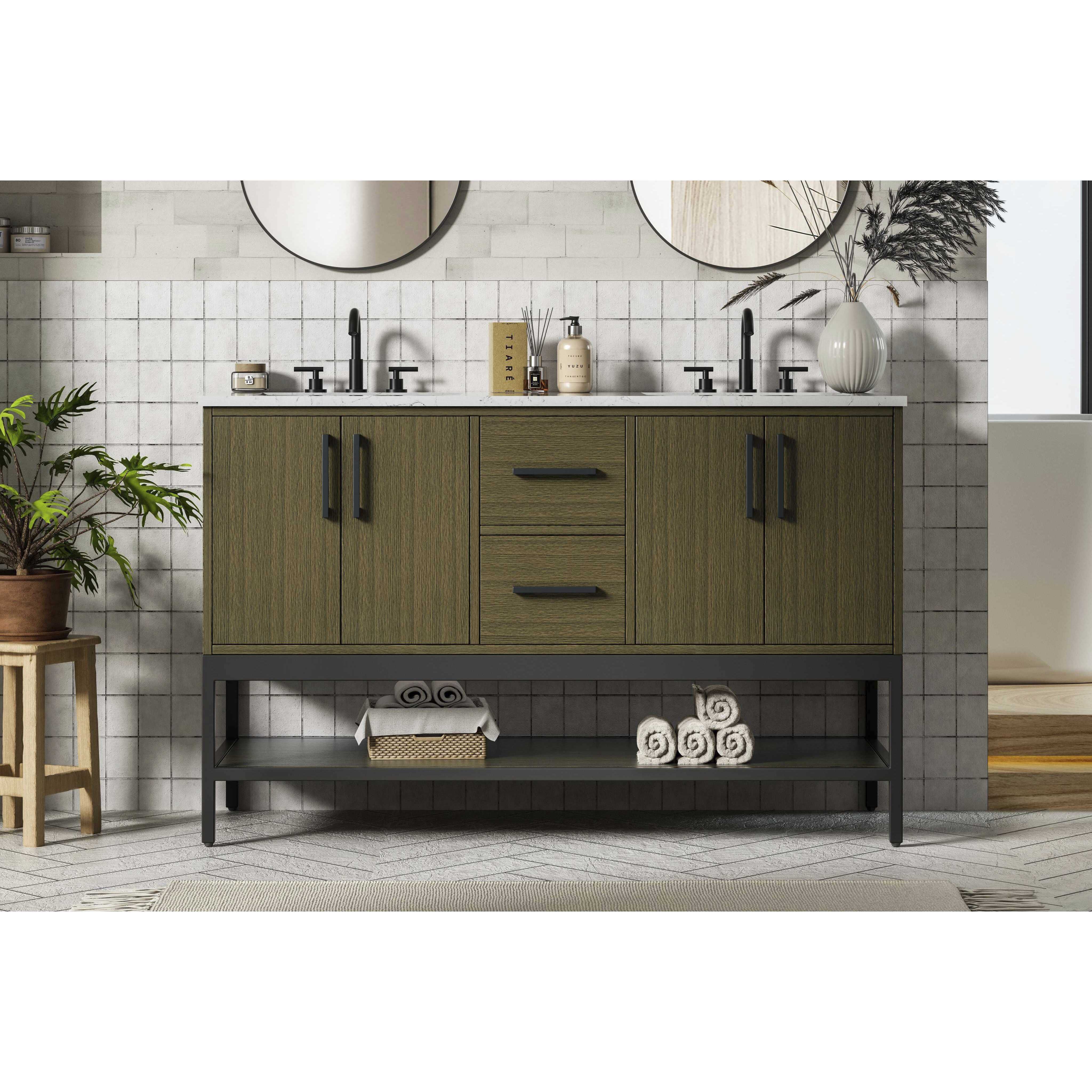 Lennox 54 X 34 inch Chestnut Brown Bathroom Vanity Cabinet