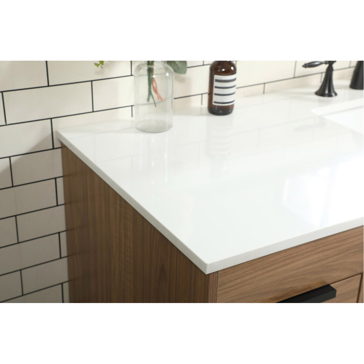 Eugene 60 X 22 X 33.5 inch Walnut Brown Vanity Sink Set