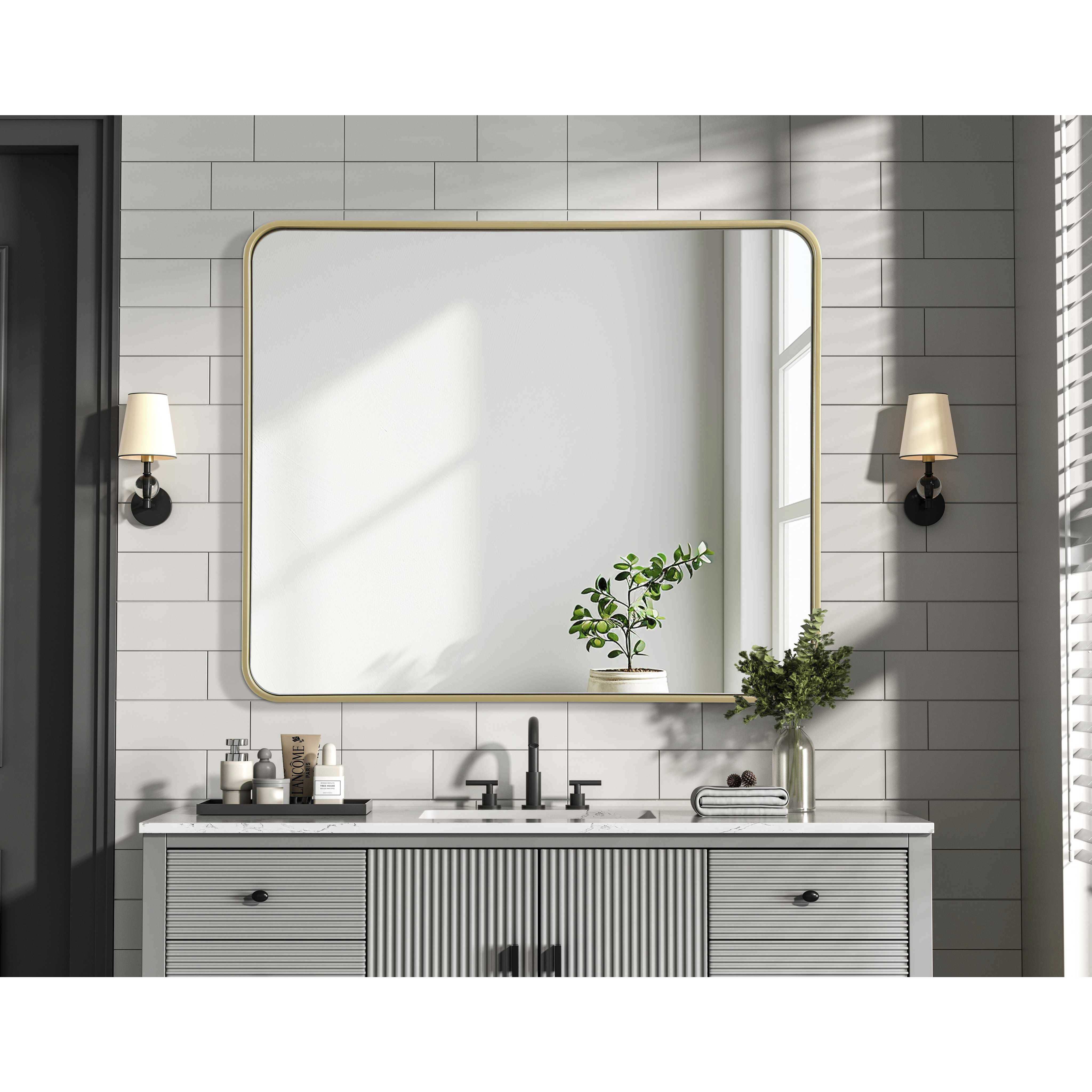 Remy 36 X 30 inch Brass Mirror