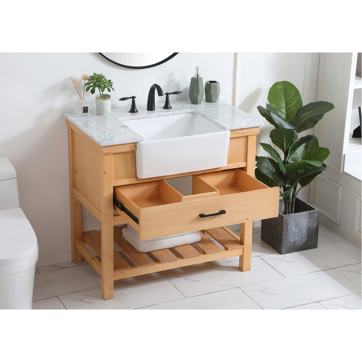 Clement 36 X 22 X 34.13 inch Natural Wood Bathroom Vanity Cabinet