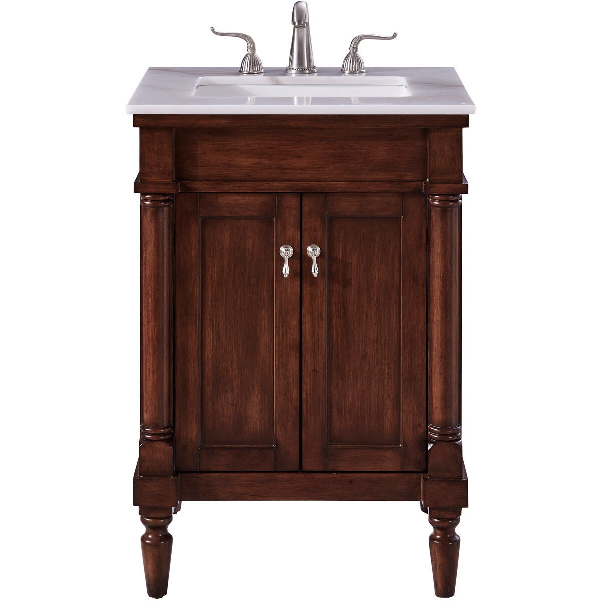 Lexington 24 X 21 X 35 inch Walnut with White Marble Vanity Set