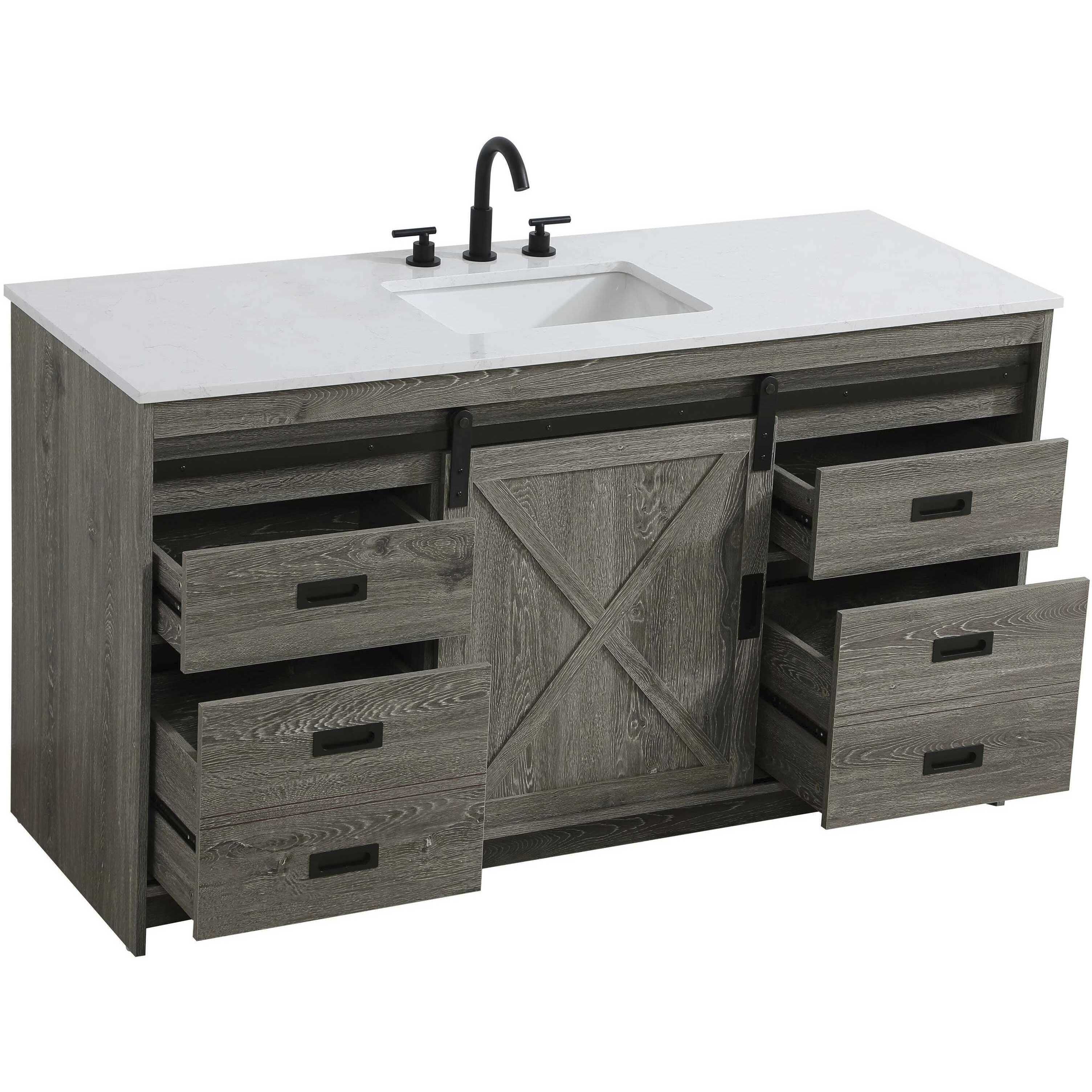 Austin 60 X 34 inch Rustic Grey Bathroom Vanity Cabinet