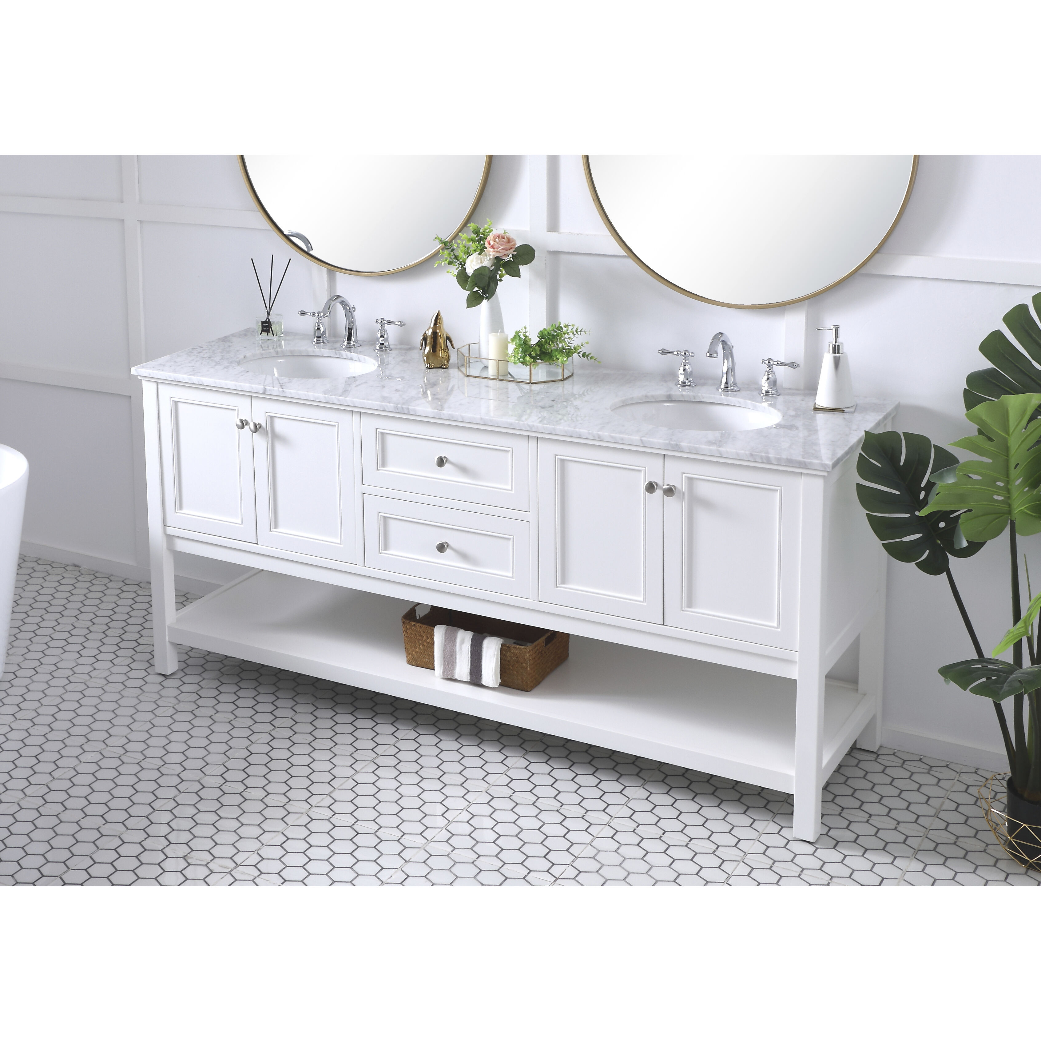 Metropolis 72 X 22 X 33.75 inch White Vanity Sink Set