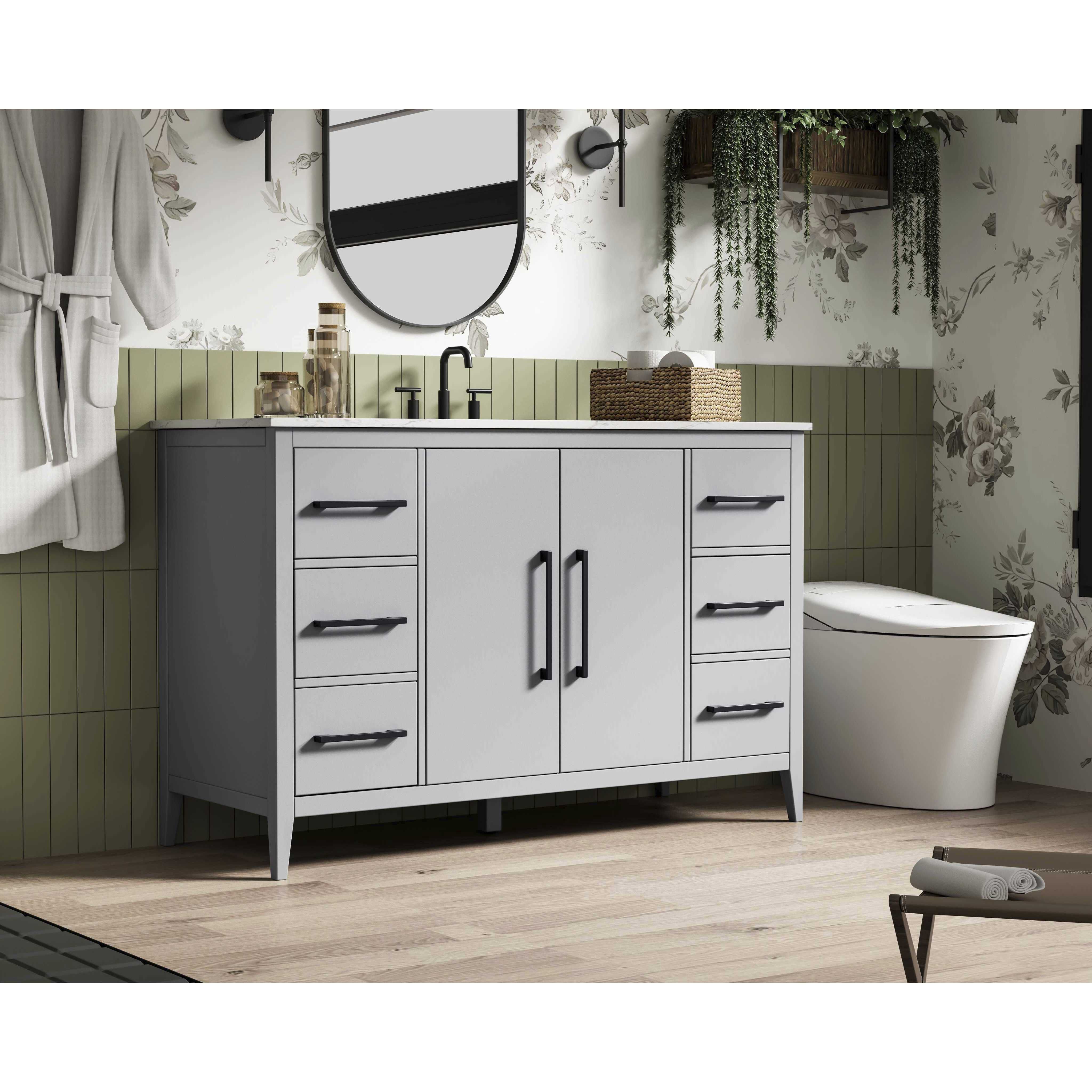 Millie 54 X 35 inch Grey Bathroom Vanity Cabinet