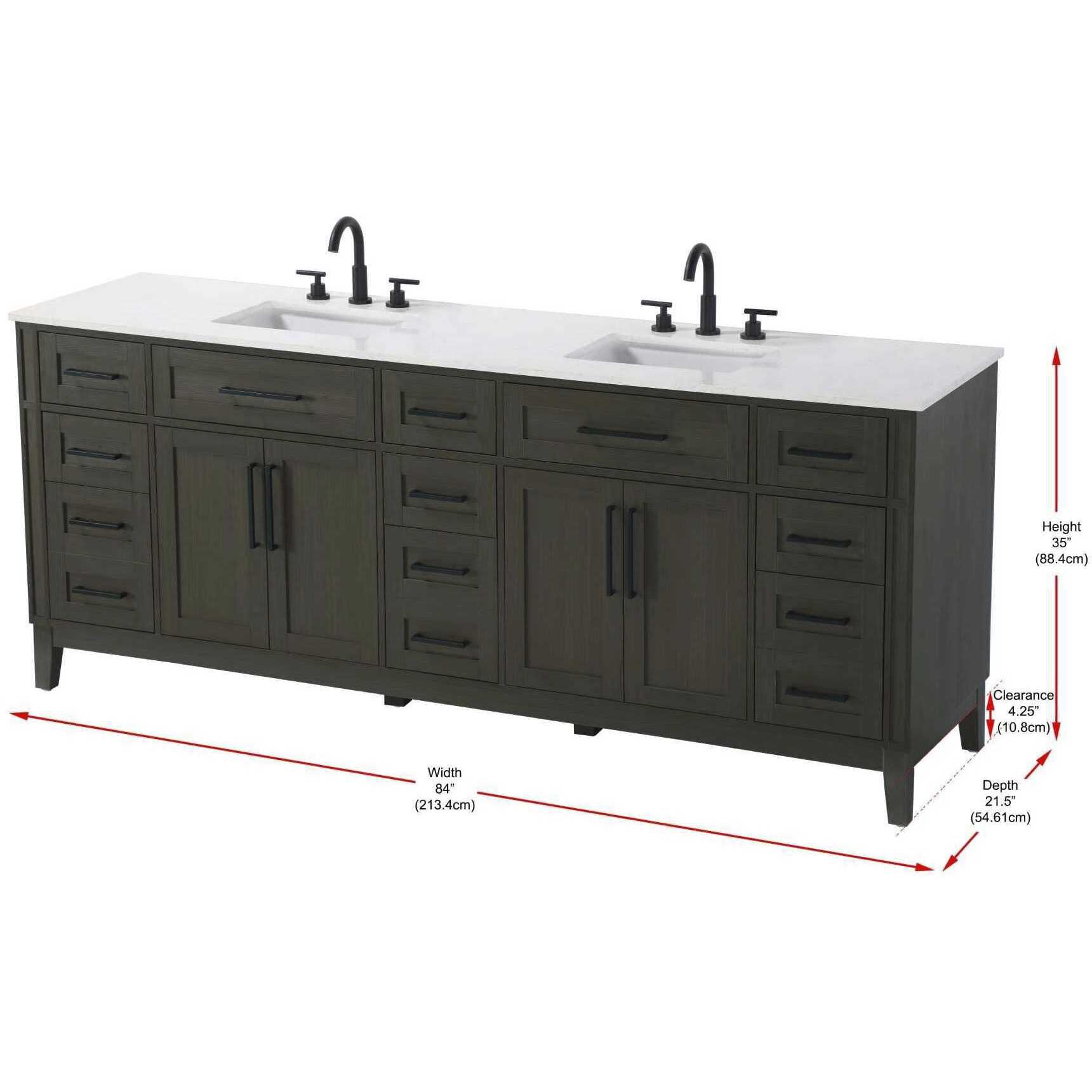 Virginia 84 X 35 inch Mocha Brown Bathroom Vanity Cabinet