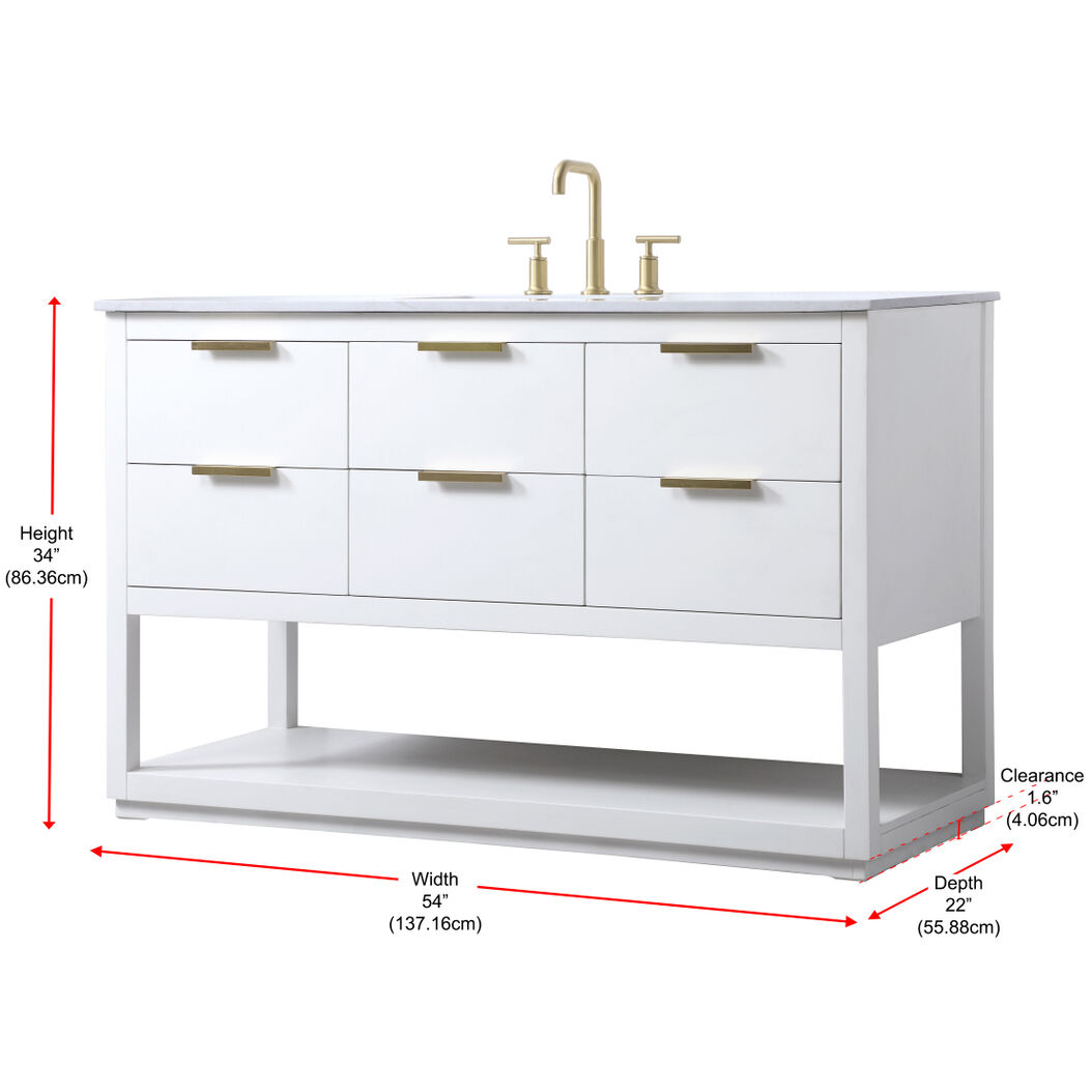 Larkin 54 X 22 X 34 inch White Vanity Sink Set