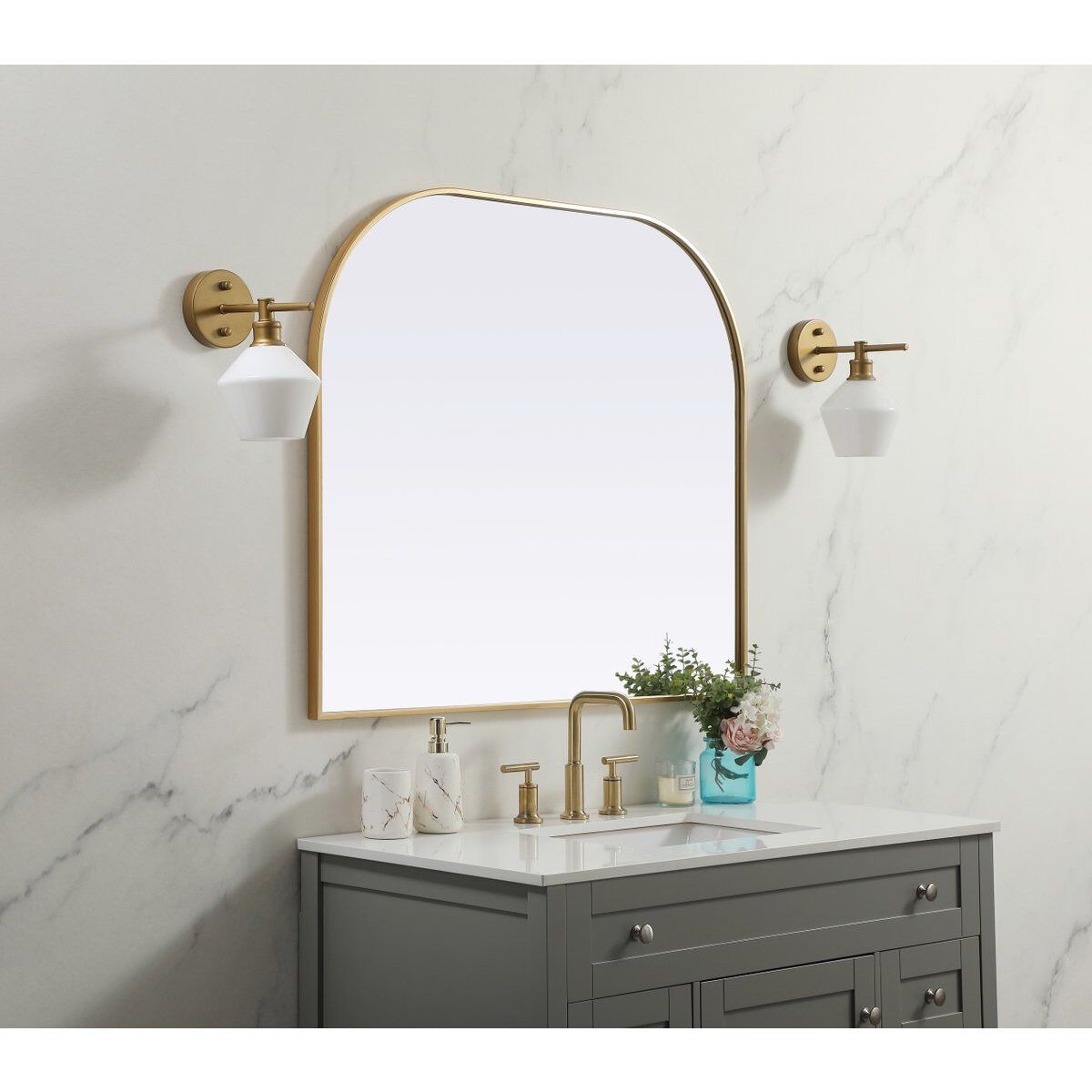 Blaire 40 X 34 inch Brass Mirror