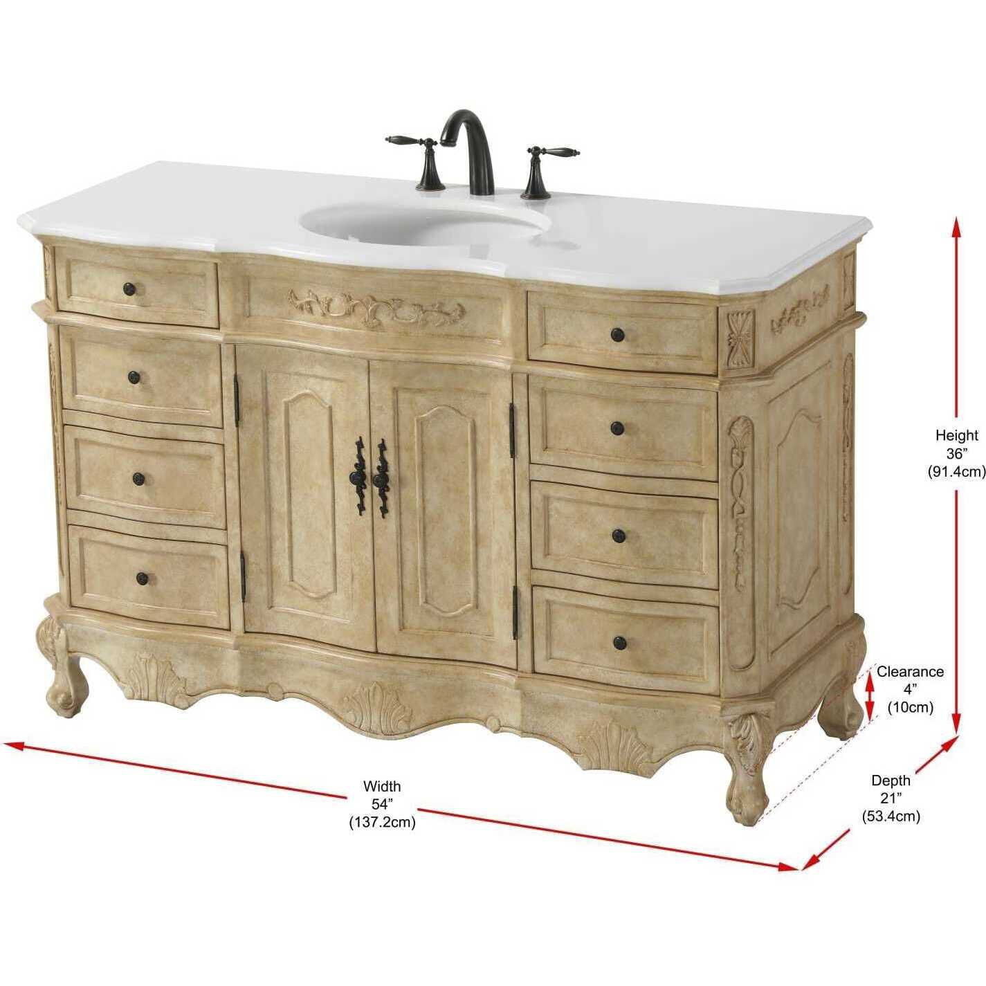 Danville 54 X 36 inch Antique Beige Bathroom Vanity Cabinet