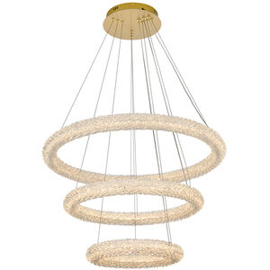 Bowen 3 Light 32 inch Satin Gold Chandelier Ceiling Light