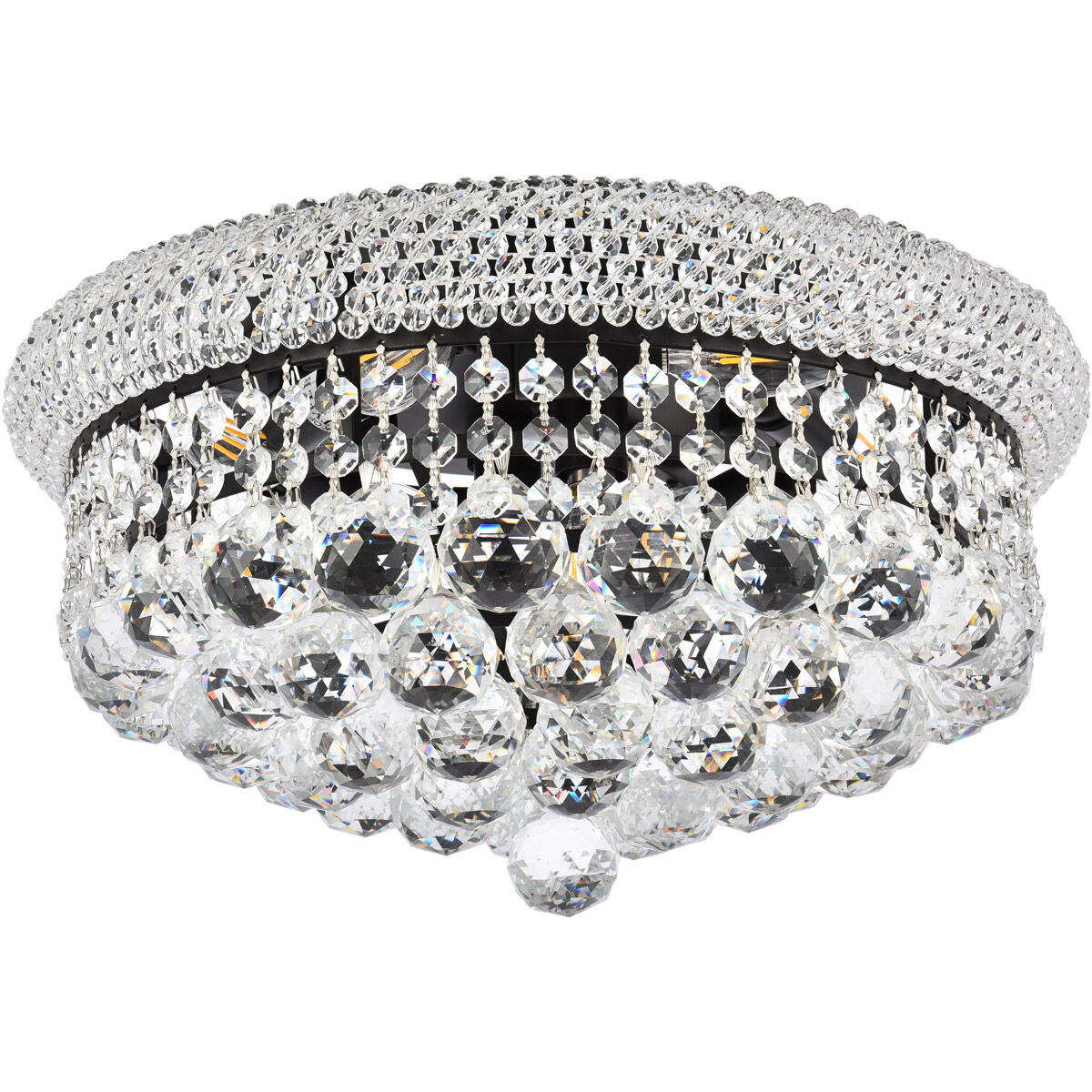 Primo 8 Light 16 inch Black and Clear Flush Mount Ceiling Light in Royal Cut