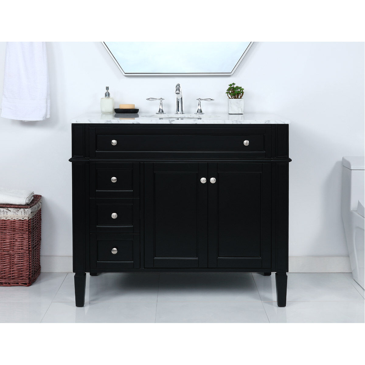 Park Avenue 40 X 21.5 X 35 inch Black Vanity Sink Set