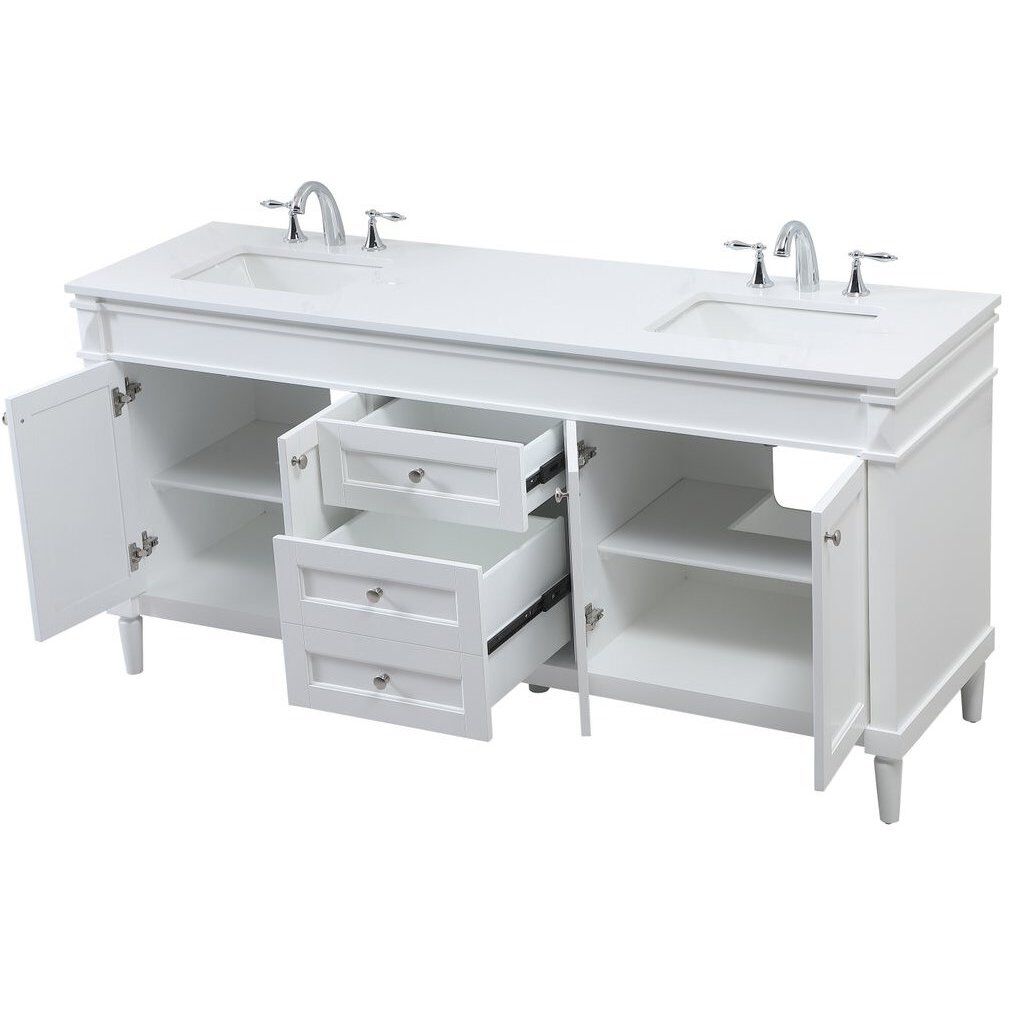 Bennett 72 X 21 X 35 inch White Vanity Sink Set