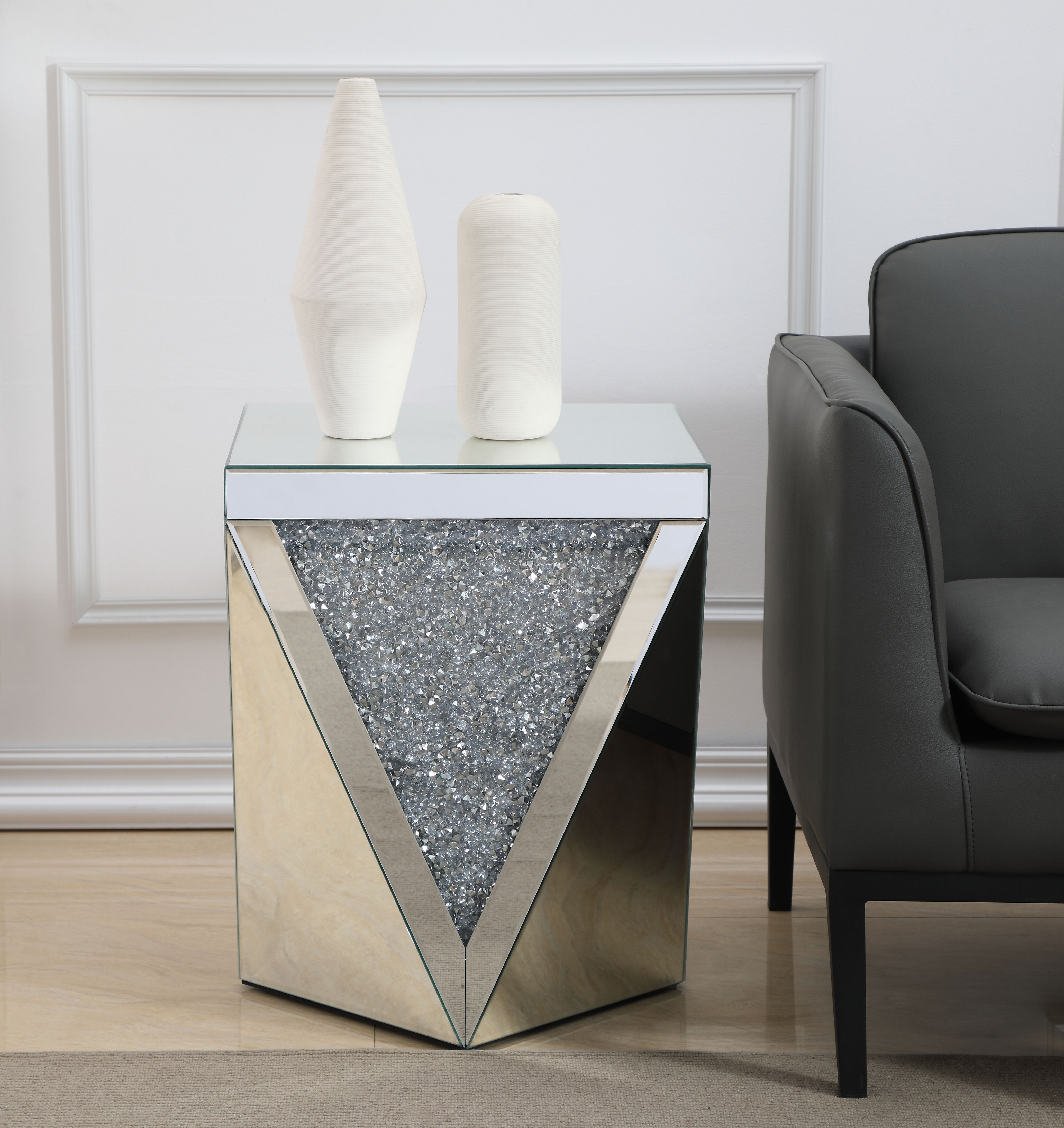 End table with mirror discount