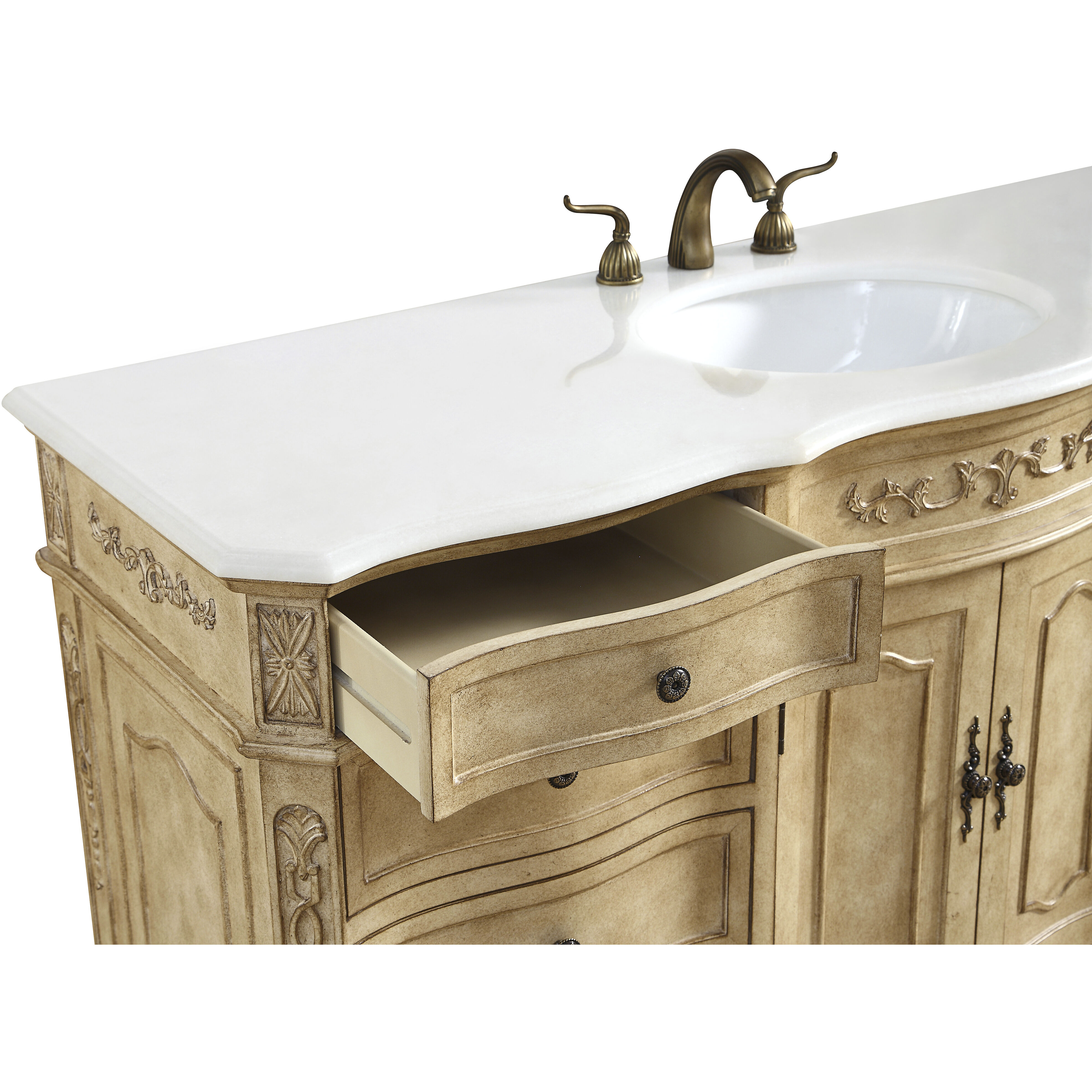 Danville 60 X 21 X 36 inch Antique Beige Vanity Sink Set