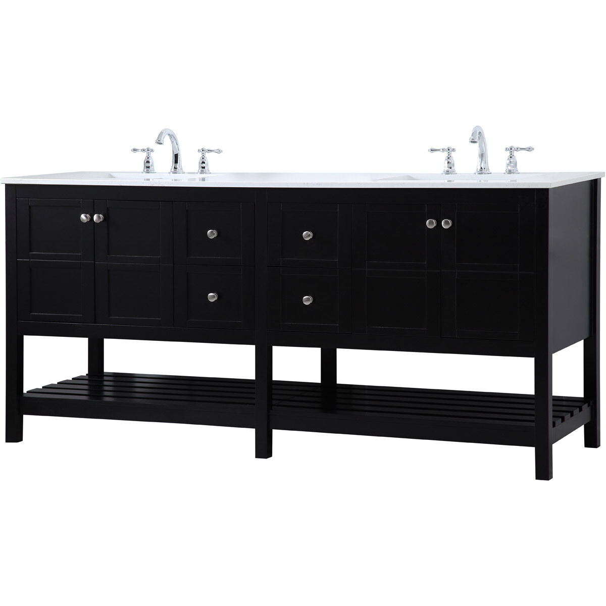 Theo 72 X 22 X 34 inch Black Vanity Sink Set