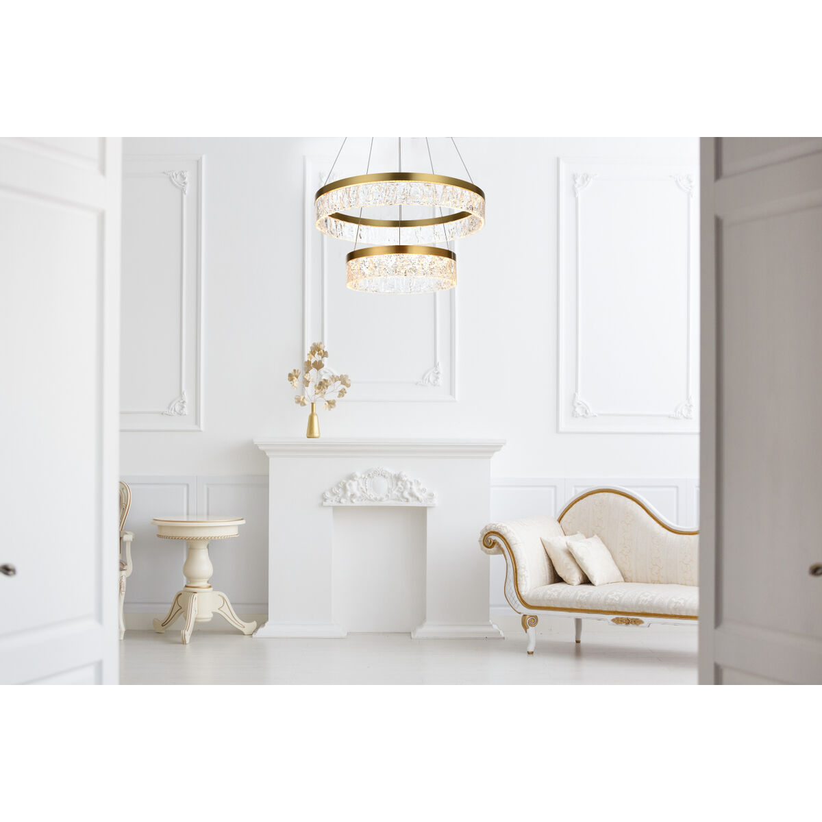 Linden 2 Light 22 inch Satin Gold Chandelier Ceiling Light