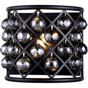 Madison 1 Light 12 inch Matte Black Wall Sconce Wall Light in Silver Shade, Faceted Royal Cut, Urban Classic