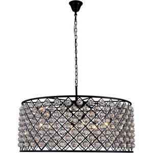 Madison 10 Light 44 inch Matte Black Pendant Ceiling Light in Clear, Faceted Royal Cut, Urban Classic