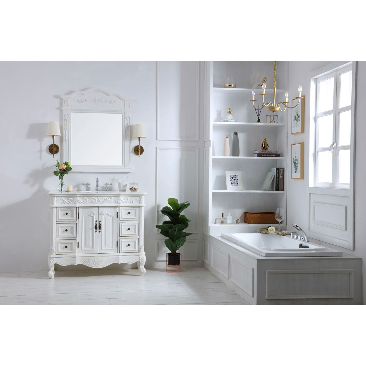 Oakland 42 X 22 X 36 inch Antique White Vanity Sink Set