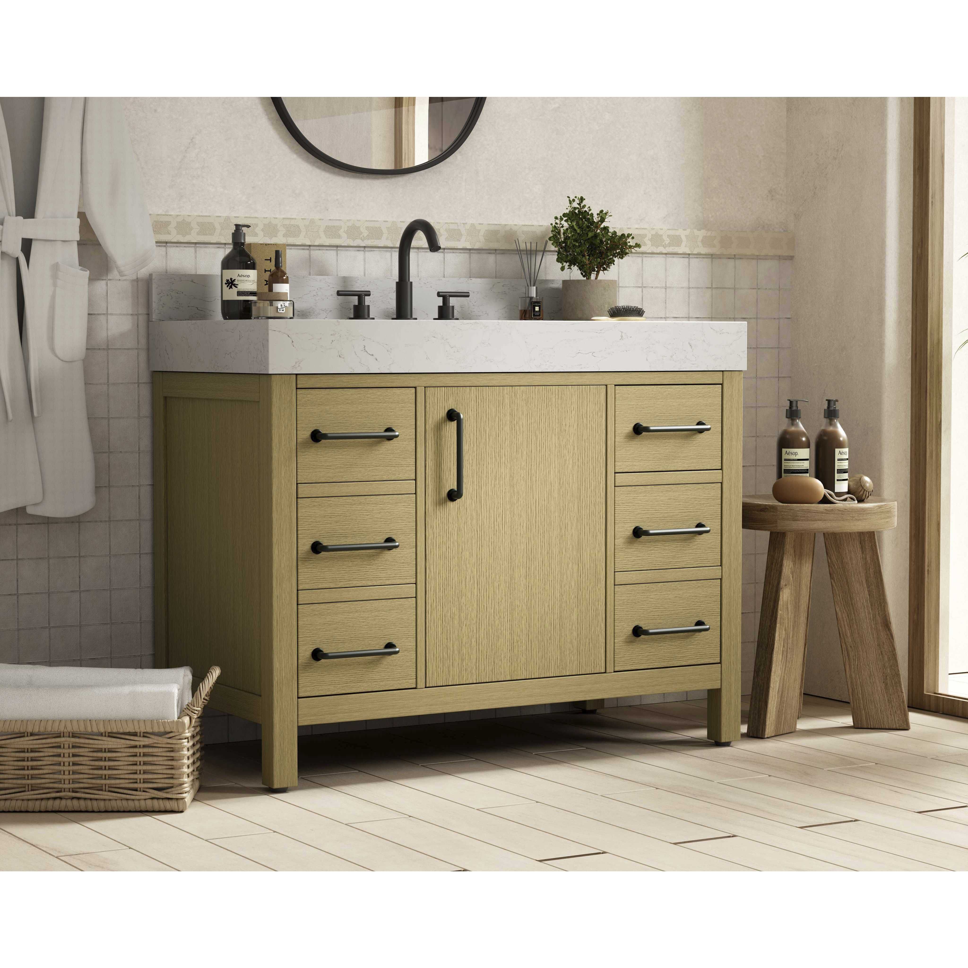 Nathan 42 X 34 inch Honey Brown Bathroom Vanity Cabinet