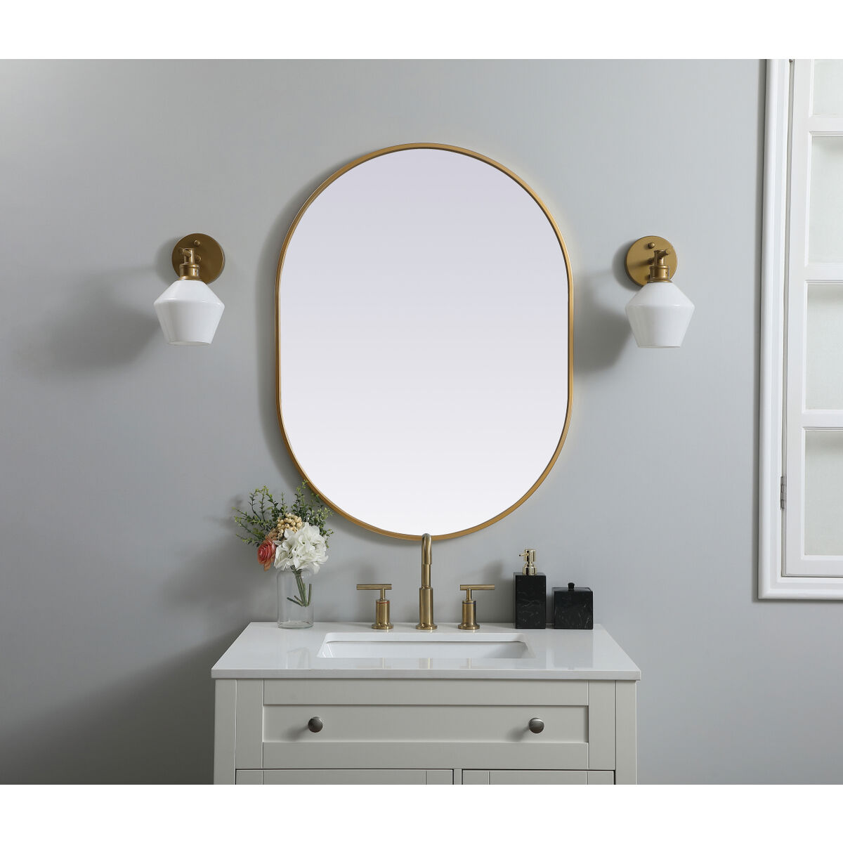 Asha 36 X 27 inch Brass Mirror in 27 x 36