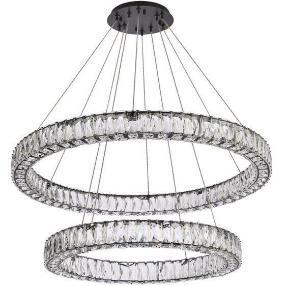 Monroe 2 Light 36 inch Black Chandelier Ceiling Light