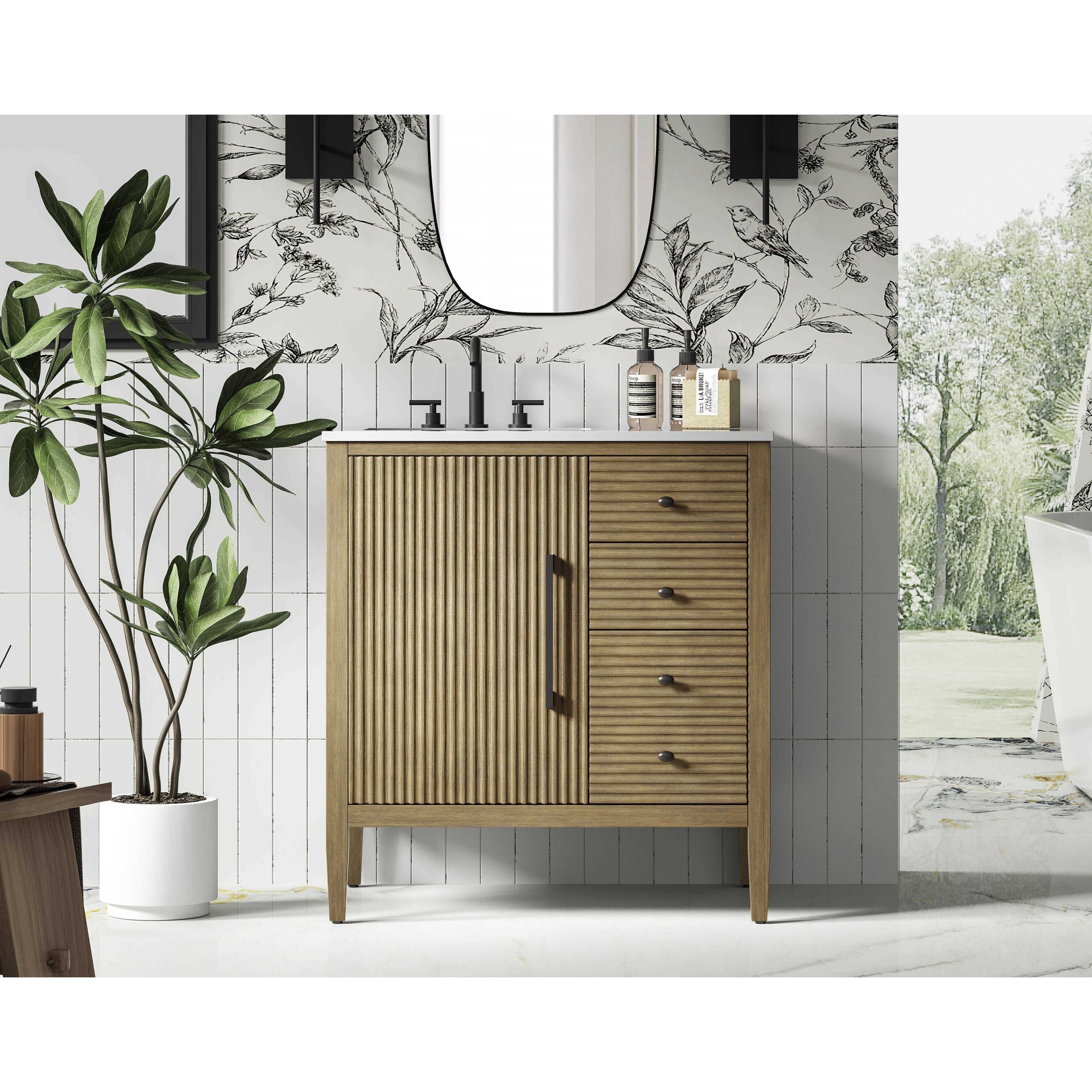 Blakely 32 X 34 inch Linen Oak Bathroom Vanity Cabinet