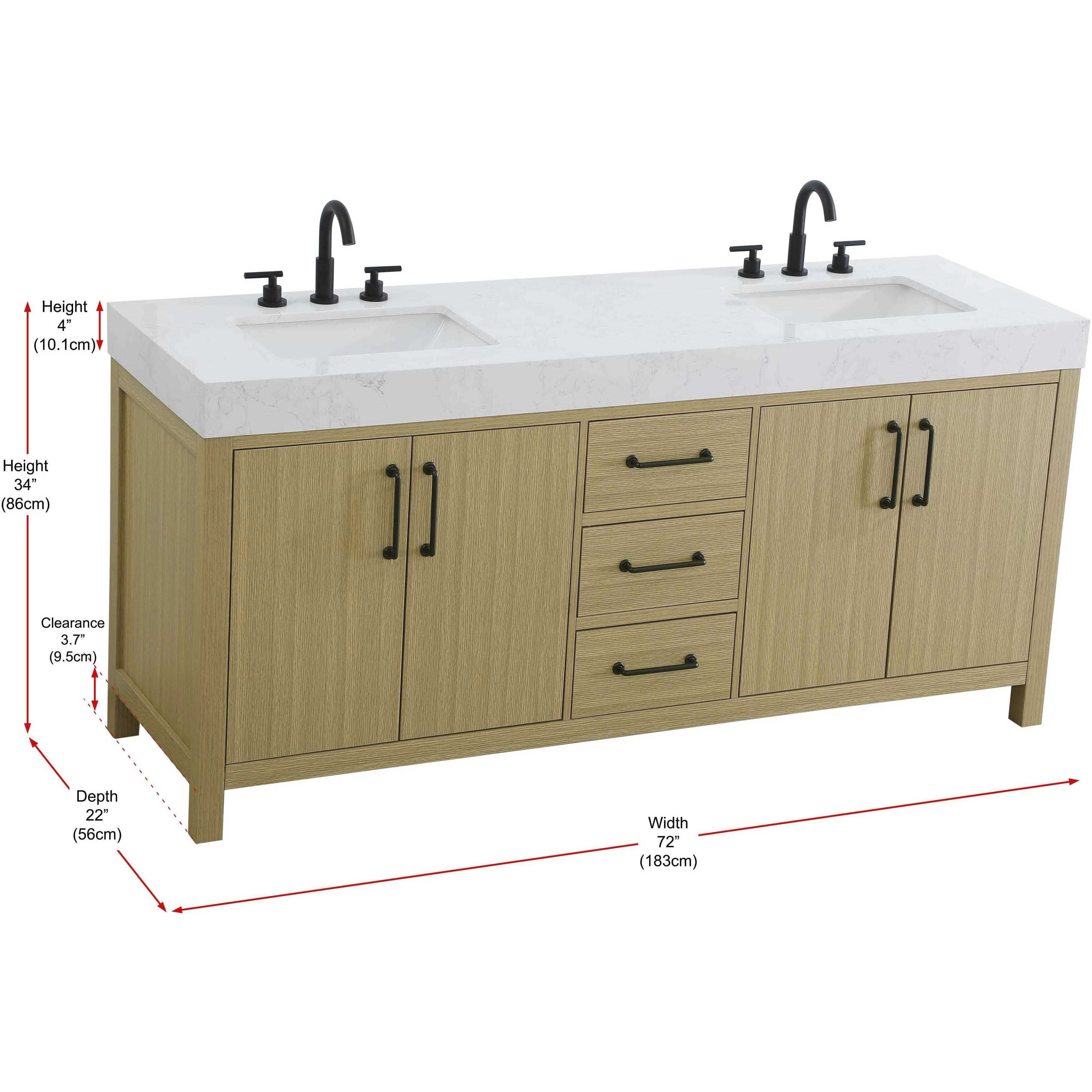 Nathan 72 X 34 inch Honey Brown Bathroom Vanity Cabinet