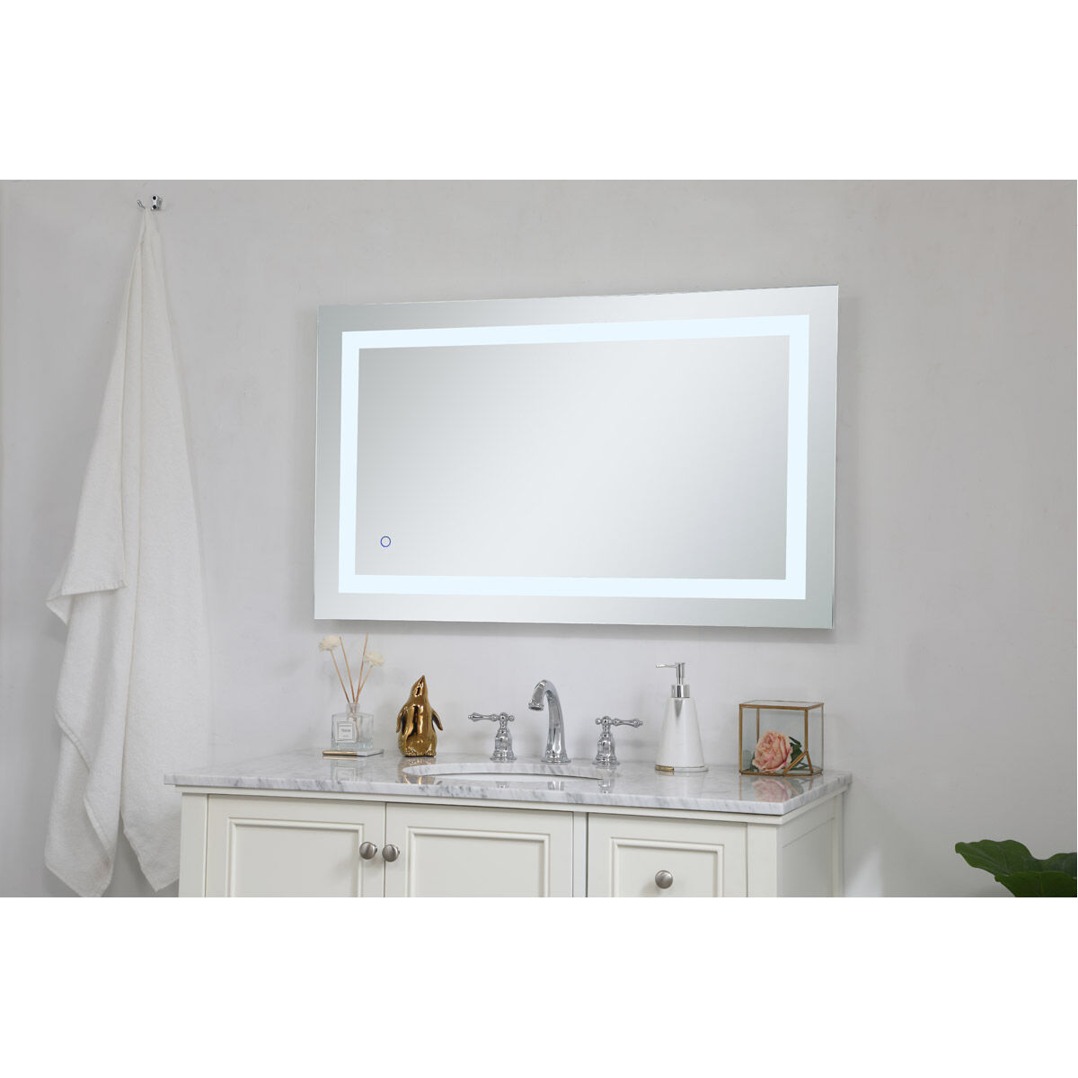 Helios 40 X 24 inch Silver Lighted Wall Mirror