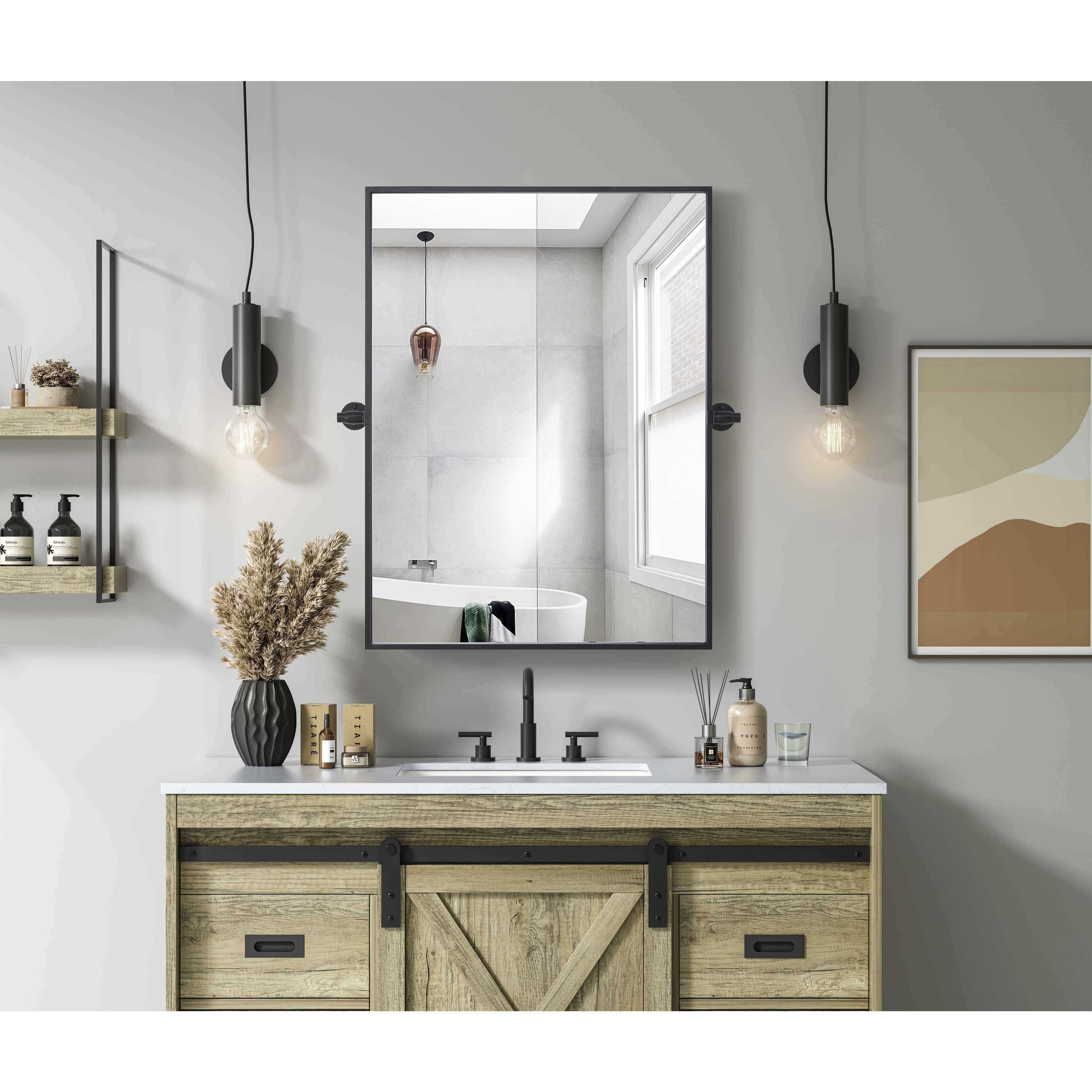 Amoura 32 X 24 inch Black Mirror