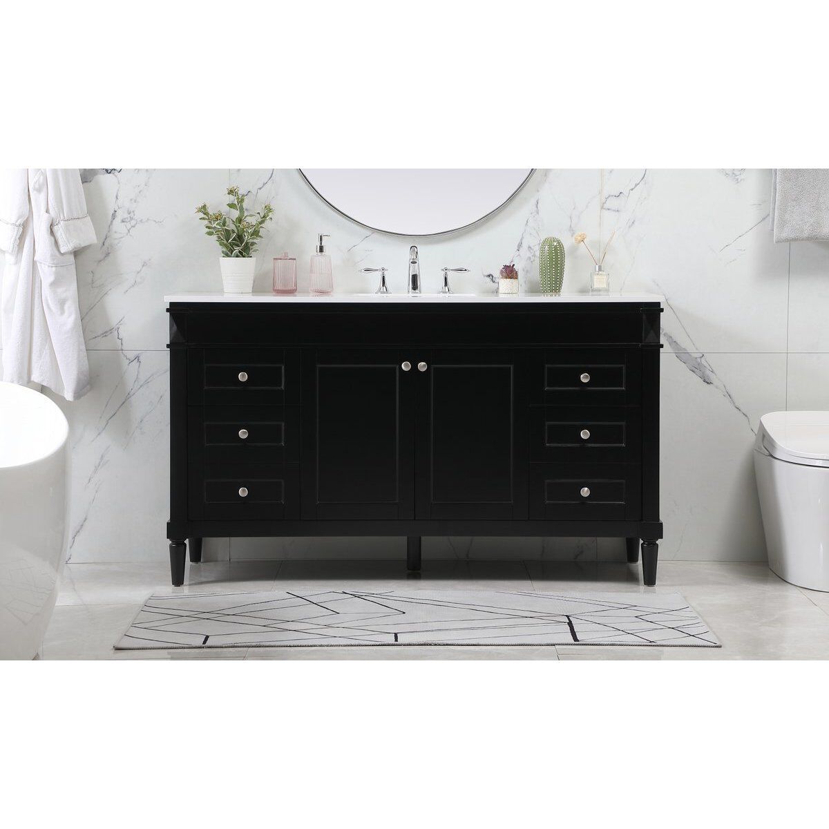 Bennett 60 X 21 X 35 inch Black Vanity Sink Set