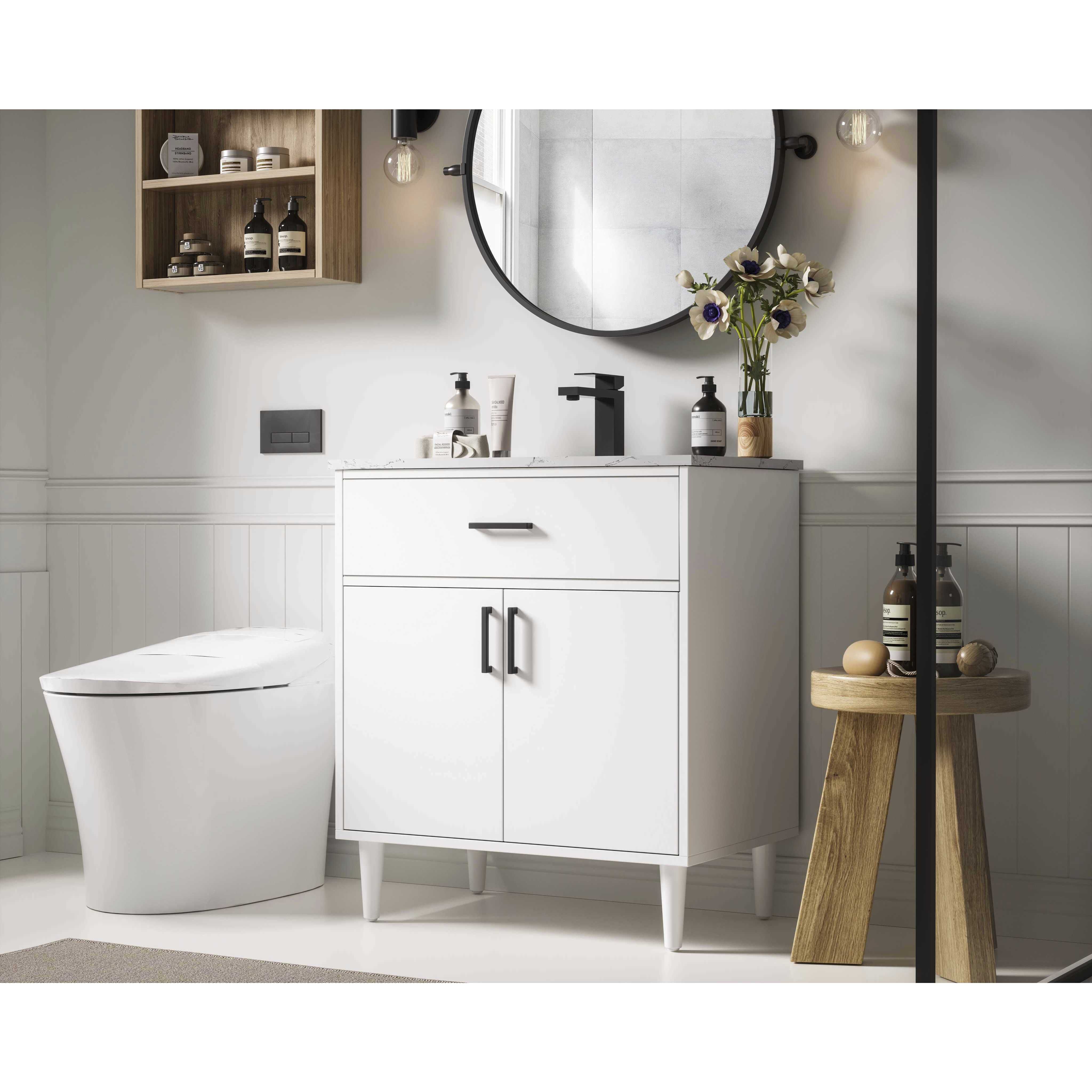 Chandler 30 X 34 inch White Bathroom Vanity Cabinet