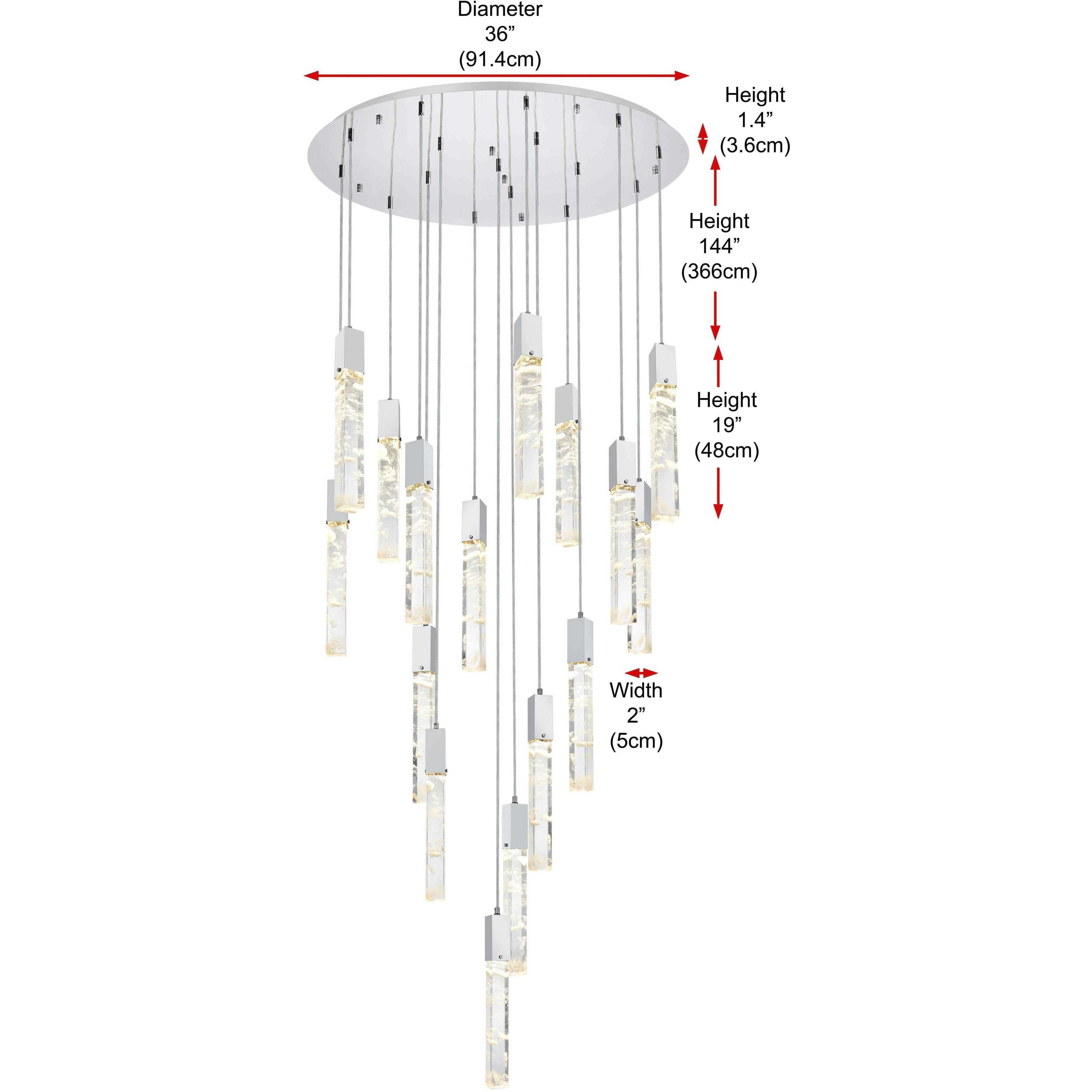 Aurora 16 Light 36 inch Chrome Chandelier Ceiling Light