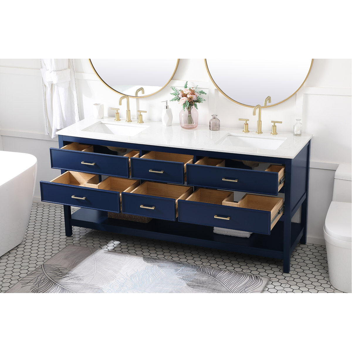 Sinclaire 72 X 22 X 34 inch Blue Vanity Sink Set